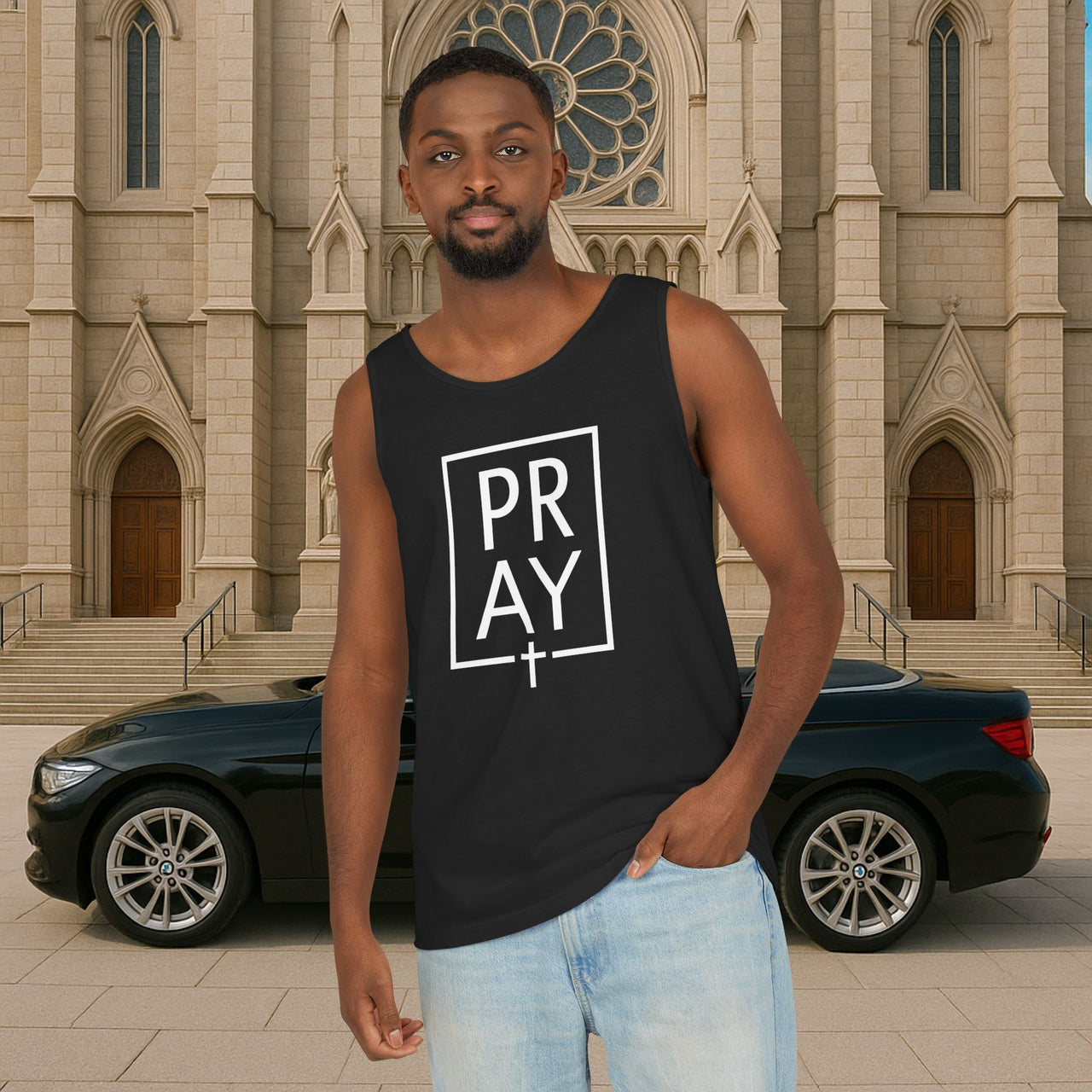 Pray + Cross Unisex Relaxed Fit Tank Top - My Faith My Father