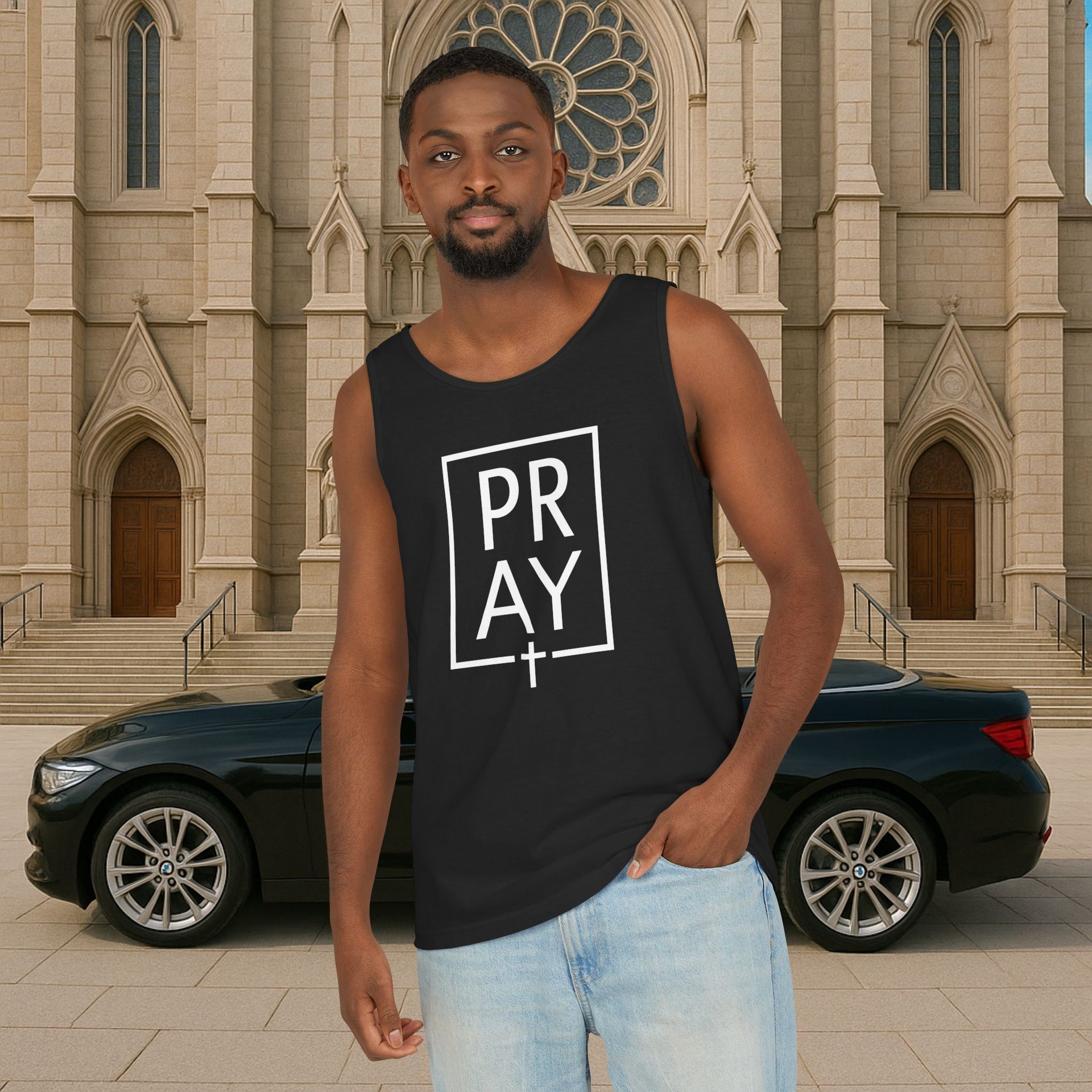 Pray + Cross Unisex Relaxed Fit Tank Top - My Faith My Father