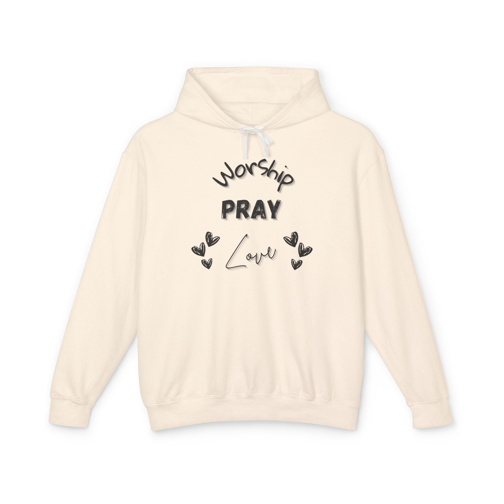 Worship, Pray, Love Unisex Lightweight Hooded Sweatshirt