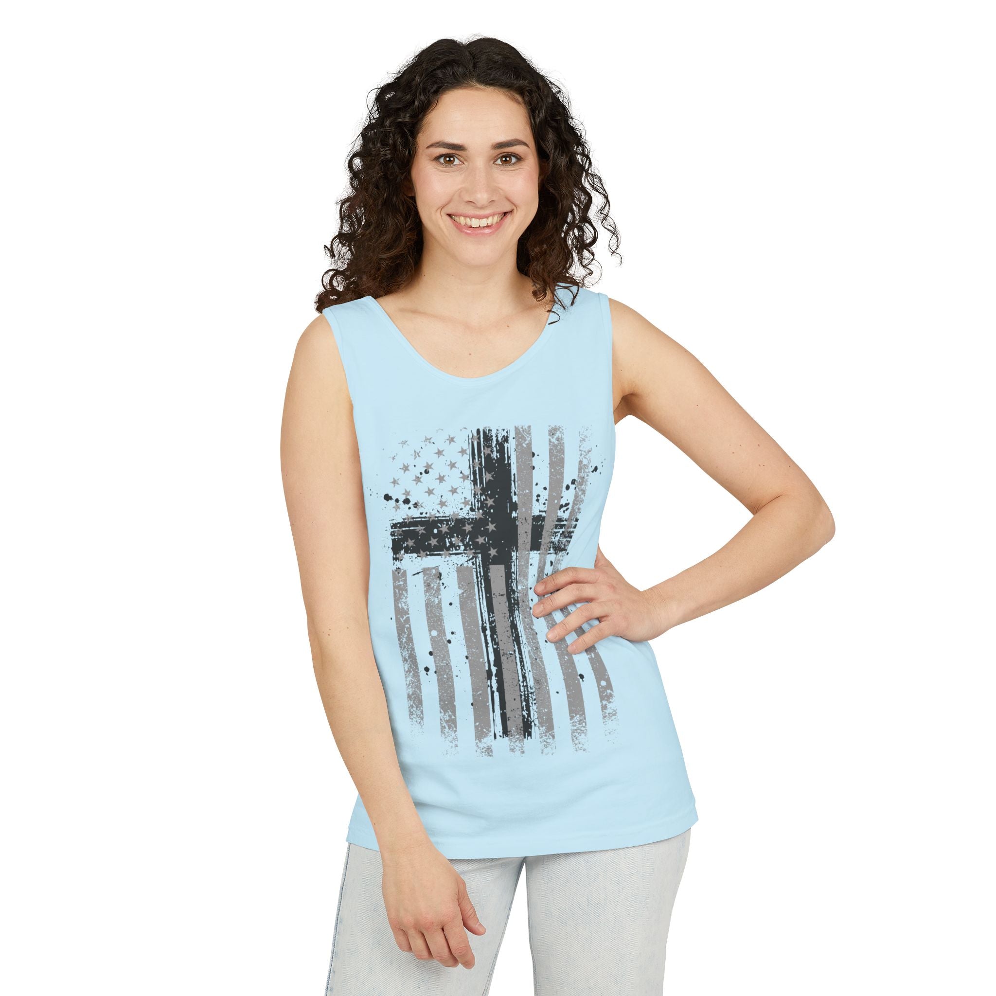 Flag With Cross Unisex Relaxed Fit Tank