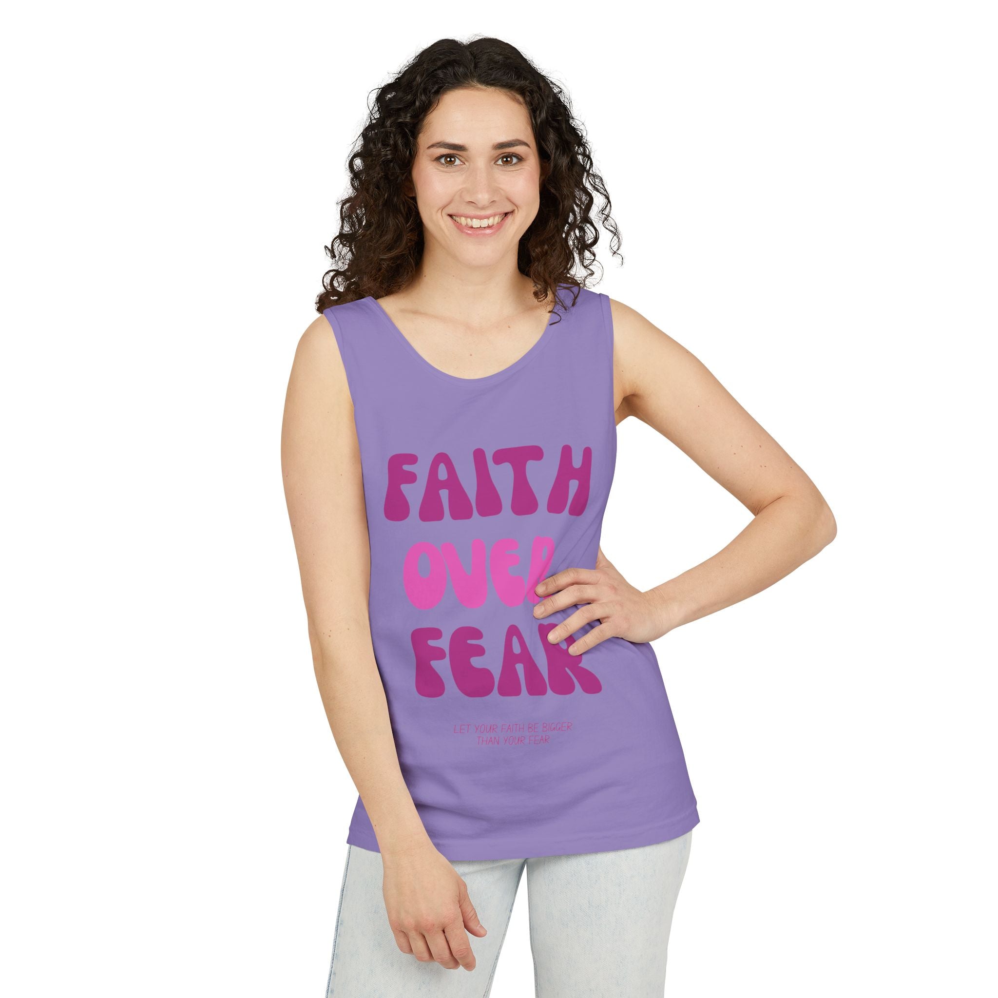 Faith Over Fear Relaxed Fit Tank Top, Inspirational Tee, Motivational Apparel, Summer Fashion, Gift for Her, Unisex Shirt