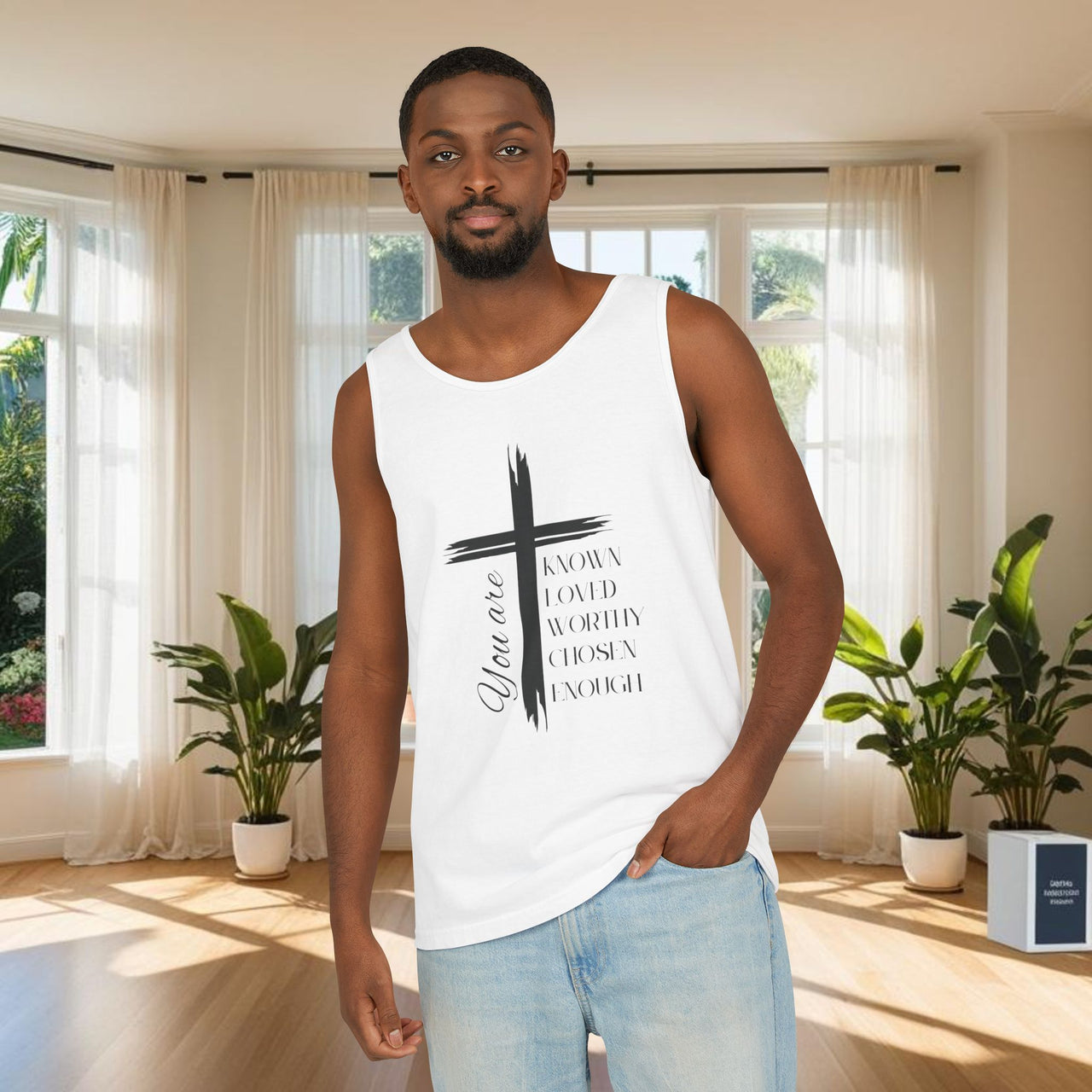 You Are Known, Loved, Worthy, Chosen, Enough Unisex Relaxed Fit Tank Top - My Faith My Father