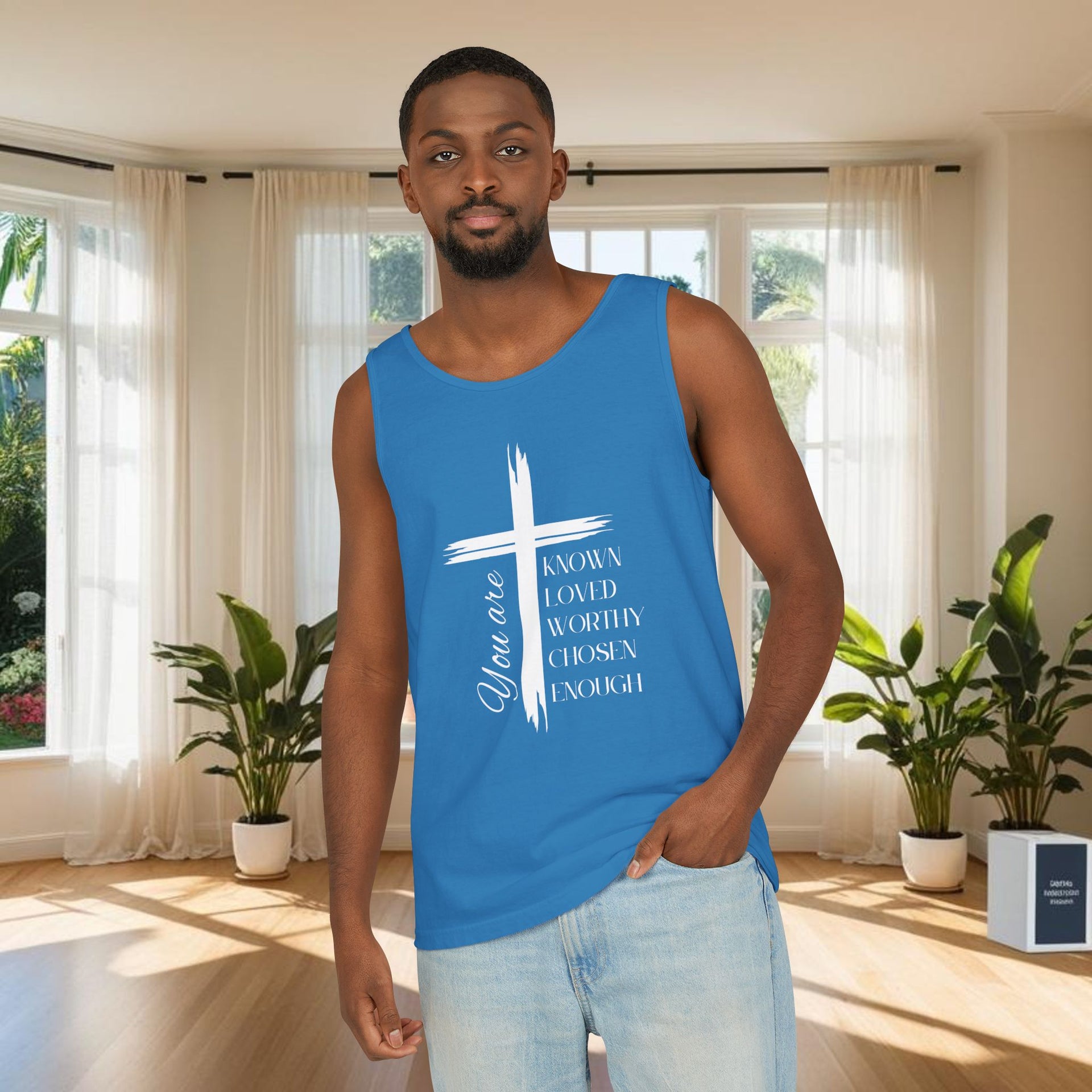 You Are Known, Loved, Worthy, Chosen, Enough Unisex Relaxed Fit Tank Top - My Faith My Father