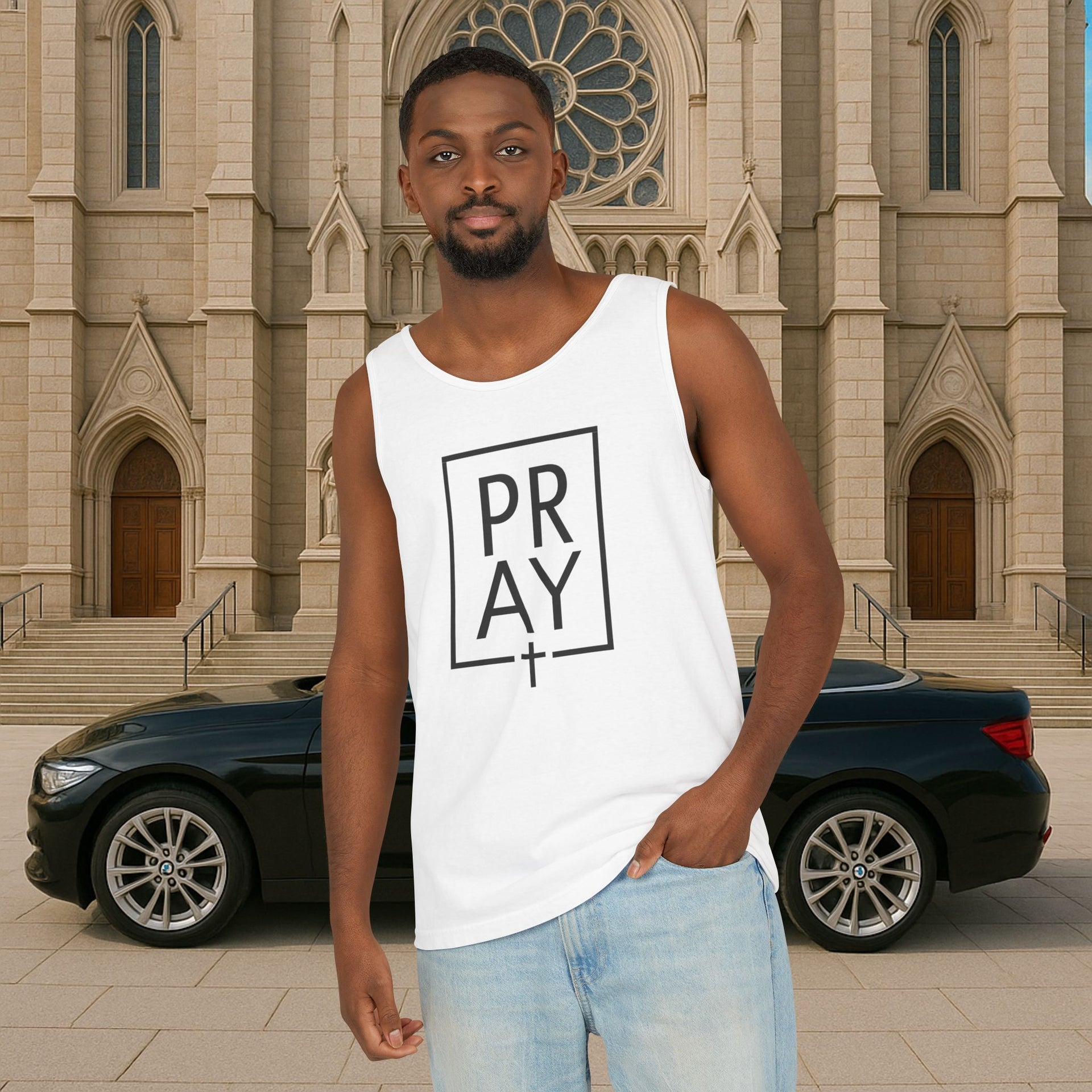 Pray + Cross Unisex Relaxed Fit Tank Top - My Faith My Father