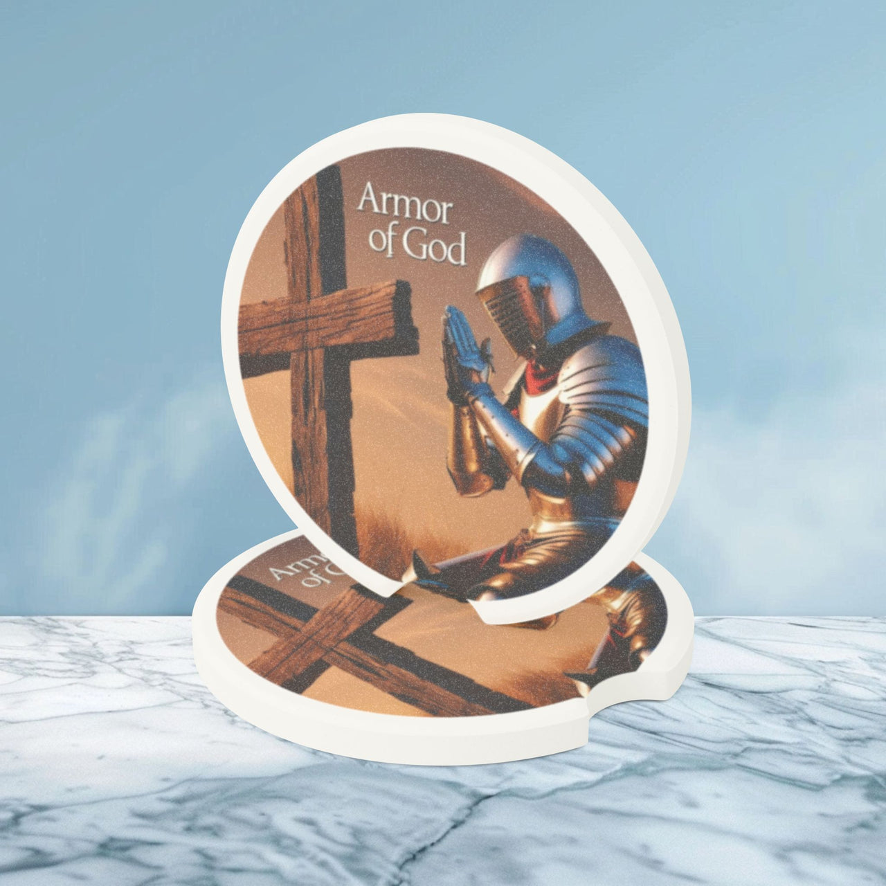 Armor of God Soapstone Car Coaster - My Faith My Father