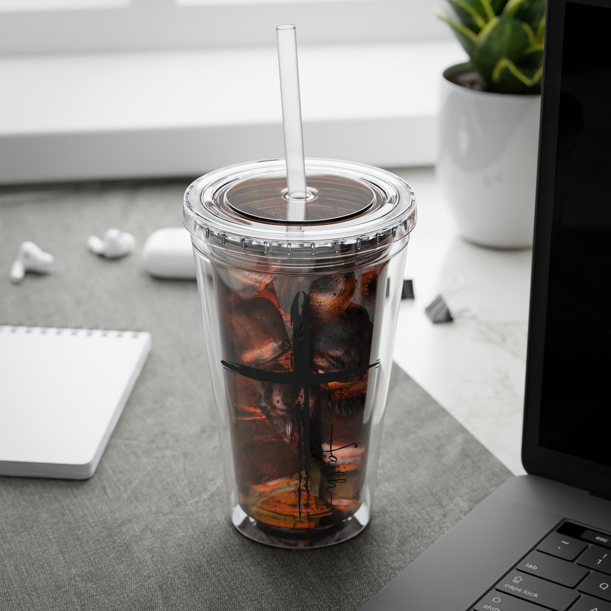 Cross With Faith Sunsplash 16oz Tumbler with Straw