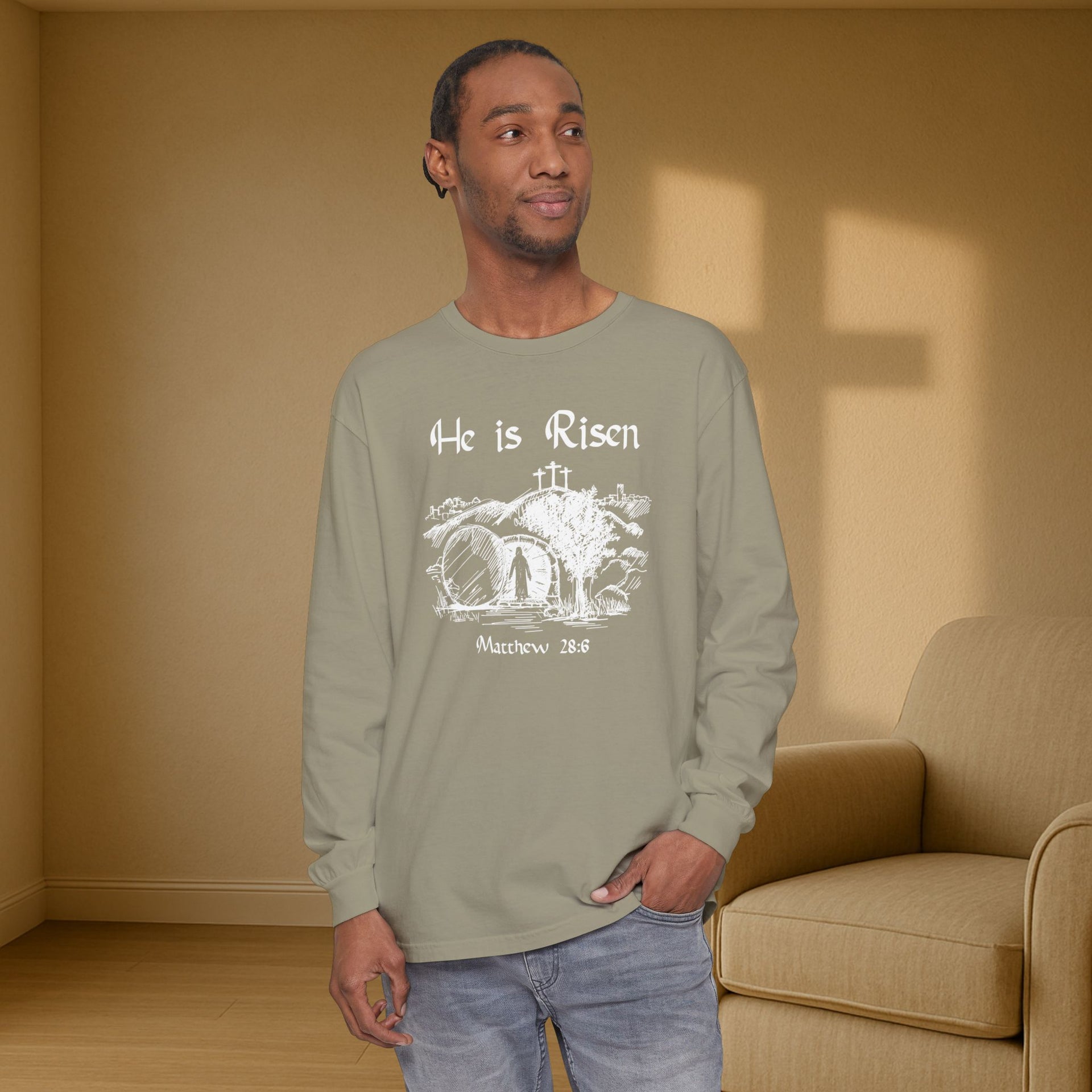 He Is Risen Unisex Relaxed Fit Long Sleeve T-Shirt - My Faith My Father
