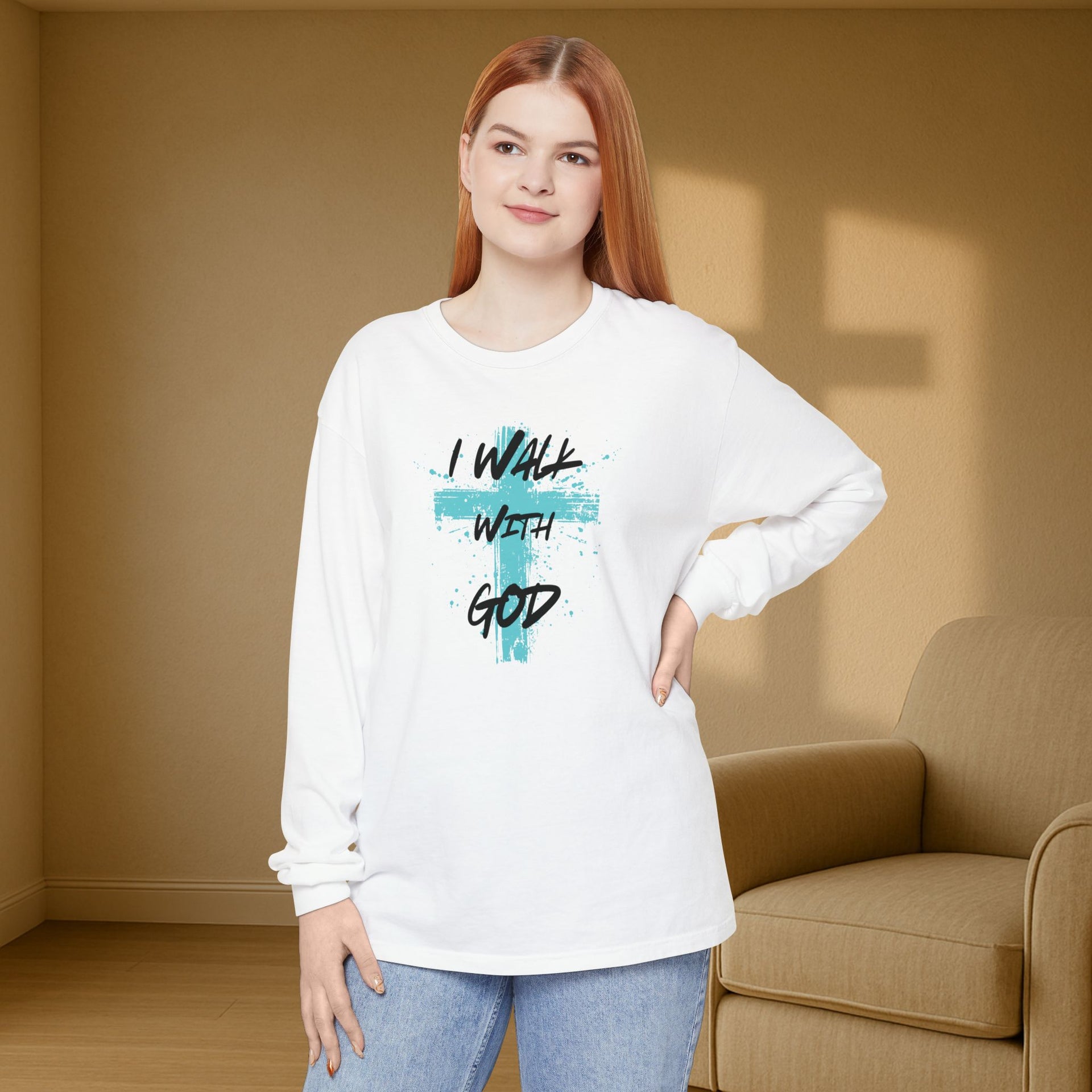 I Walk with God Unisex Relaxed Fit Long Sleeve T-Shirt - My Faith My Father