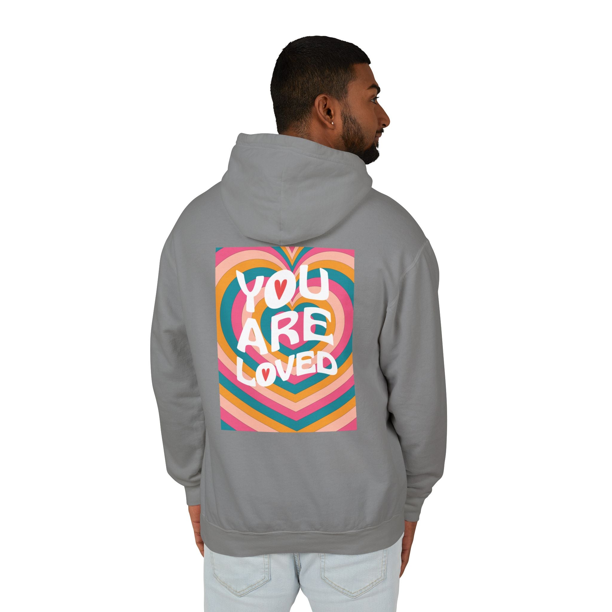 You Are Loved Retro, Unisex, Relaxed Fit, Lightweight Hooded Sweatshirt
