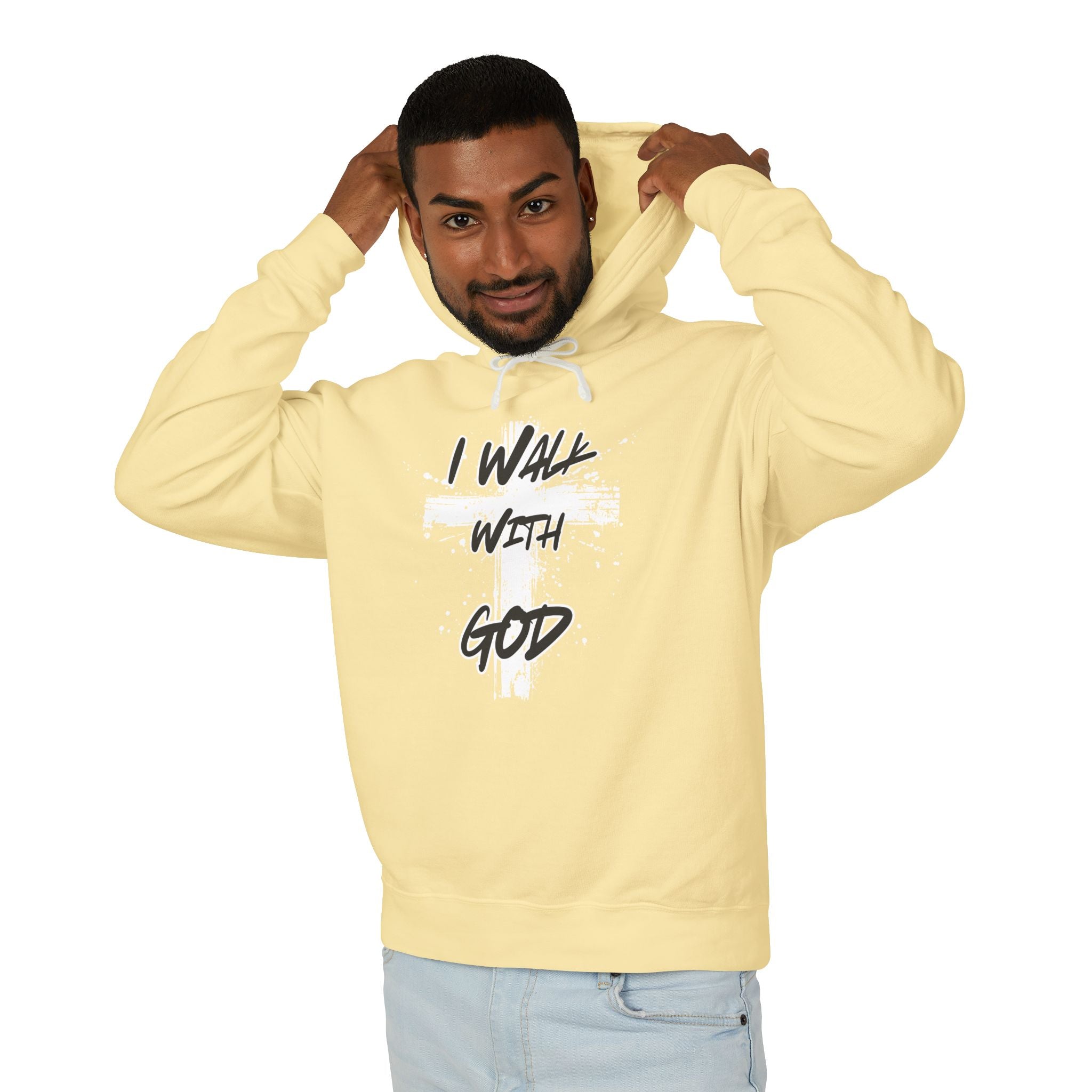 I Walk With God Unisex Relaxed Fit Lightweight Hooded Sweatshirt