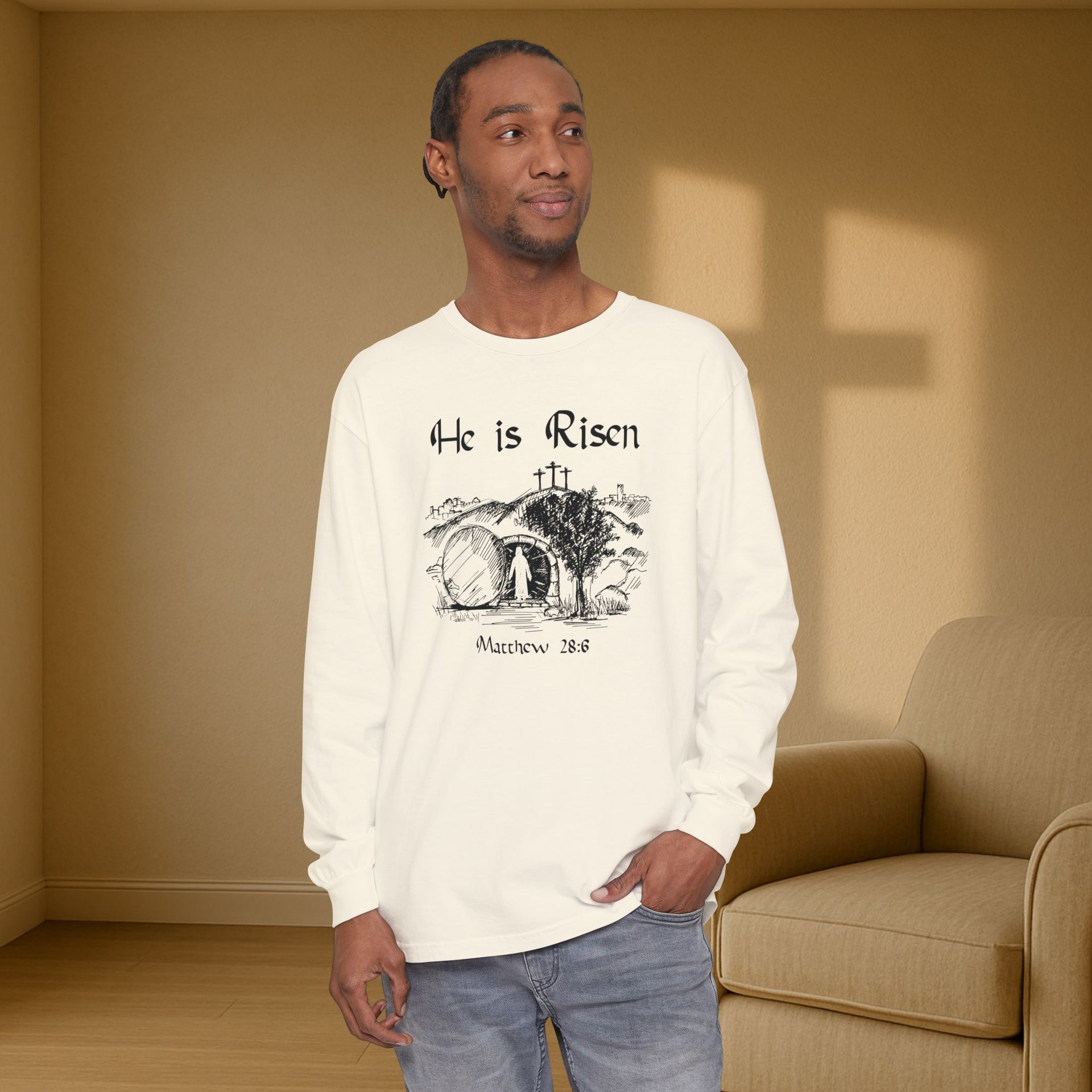 He Is Risen Unisex Relaxed Fit Long Sleeve T-Shirt - My Faith My Father