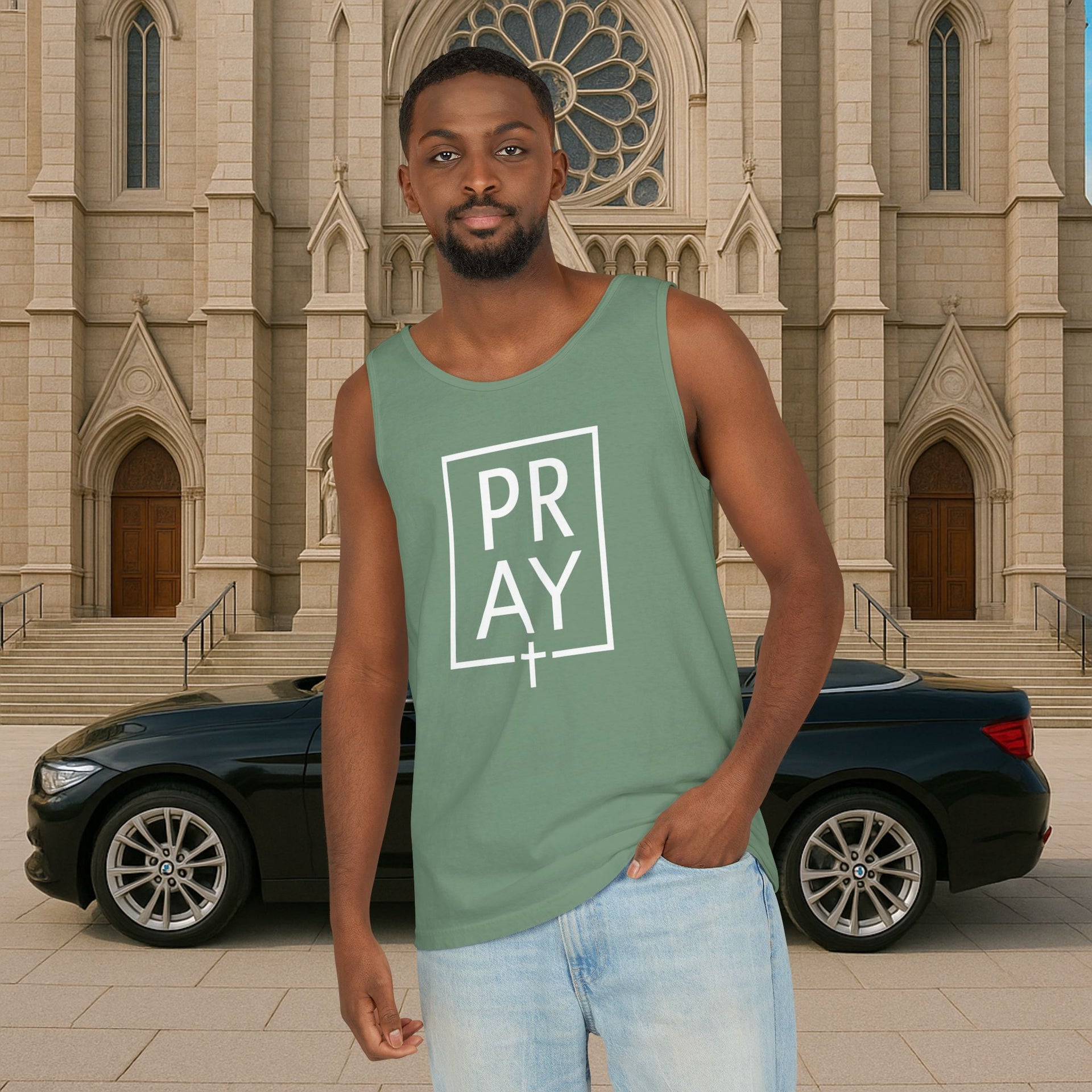 Pray + Cross Unisex Relaxed Fit Tank Top - My Faith My Father