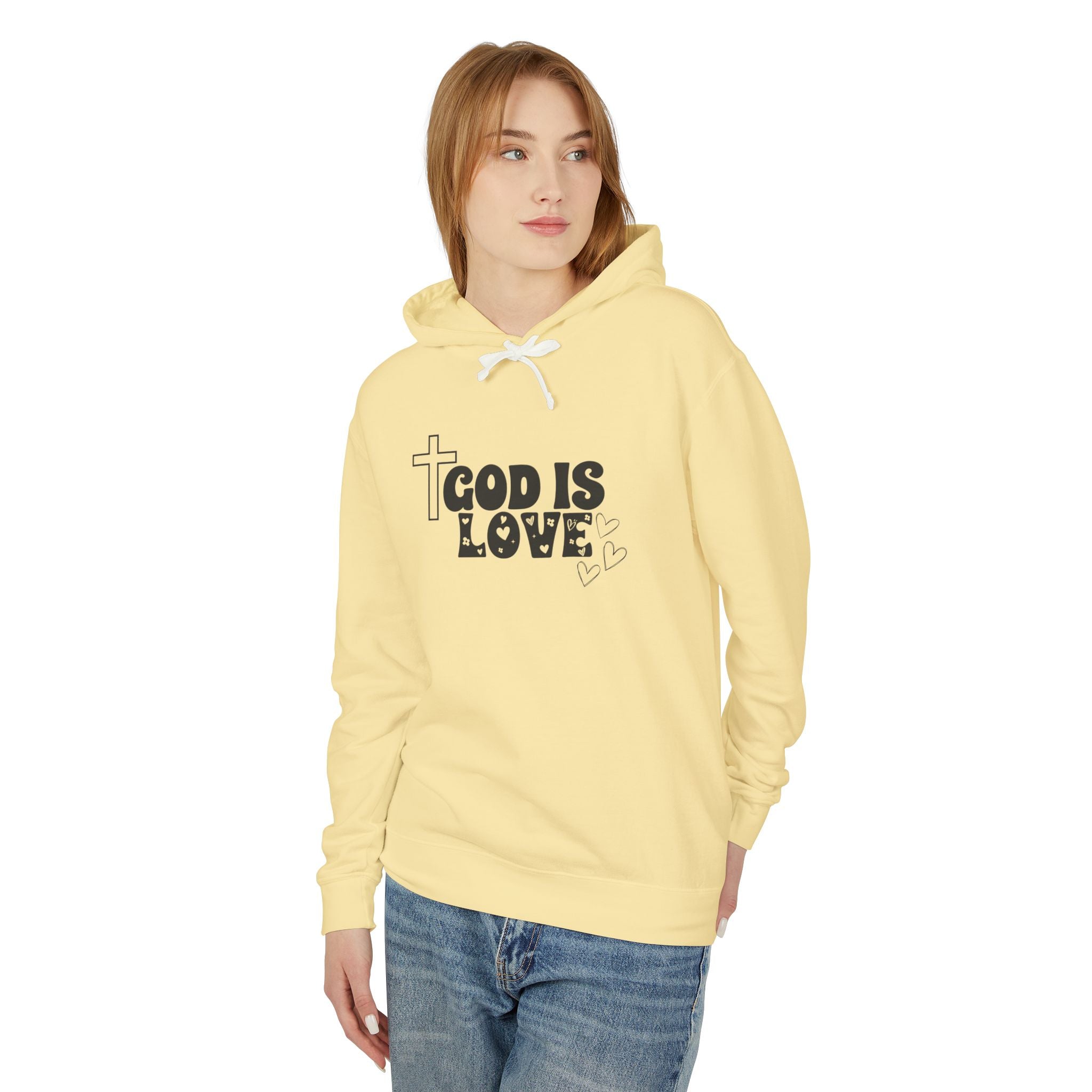 God Is Love Unisex Lightweight Hooded Sweatshirt