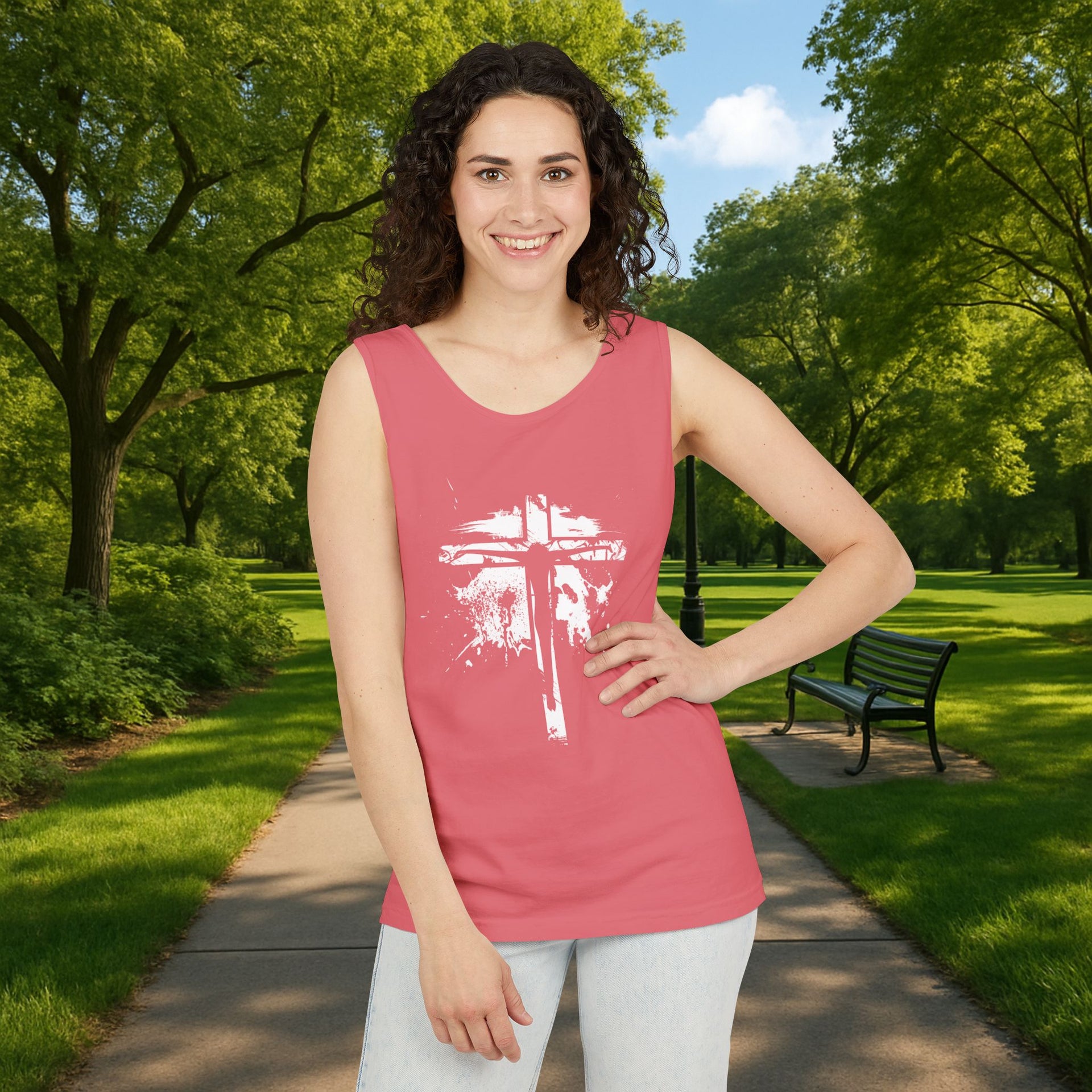 Jesus On Cross Unisex Relaxed Fit Tank Top - My Faith My Father