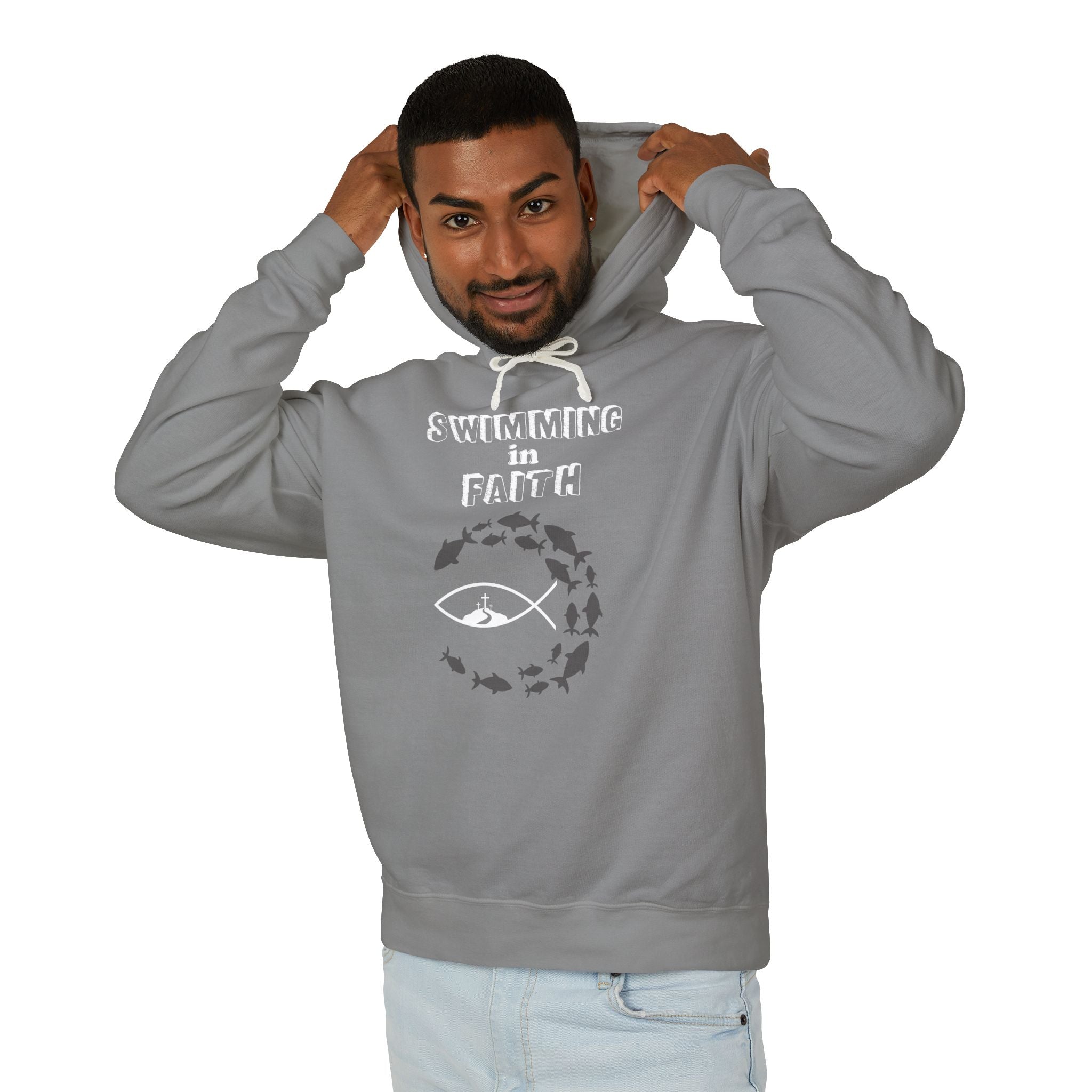 Swimming In Faith Unisex Lightweight Hooded Sweatshirt