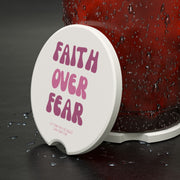 Faith Over Fear Soapstone Car Coaster - My Faith My Father