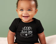 God Loves You Onesie Faith Based  Infant Jersey One Piece - My Faith My Father