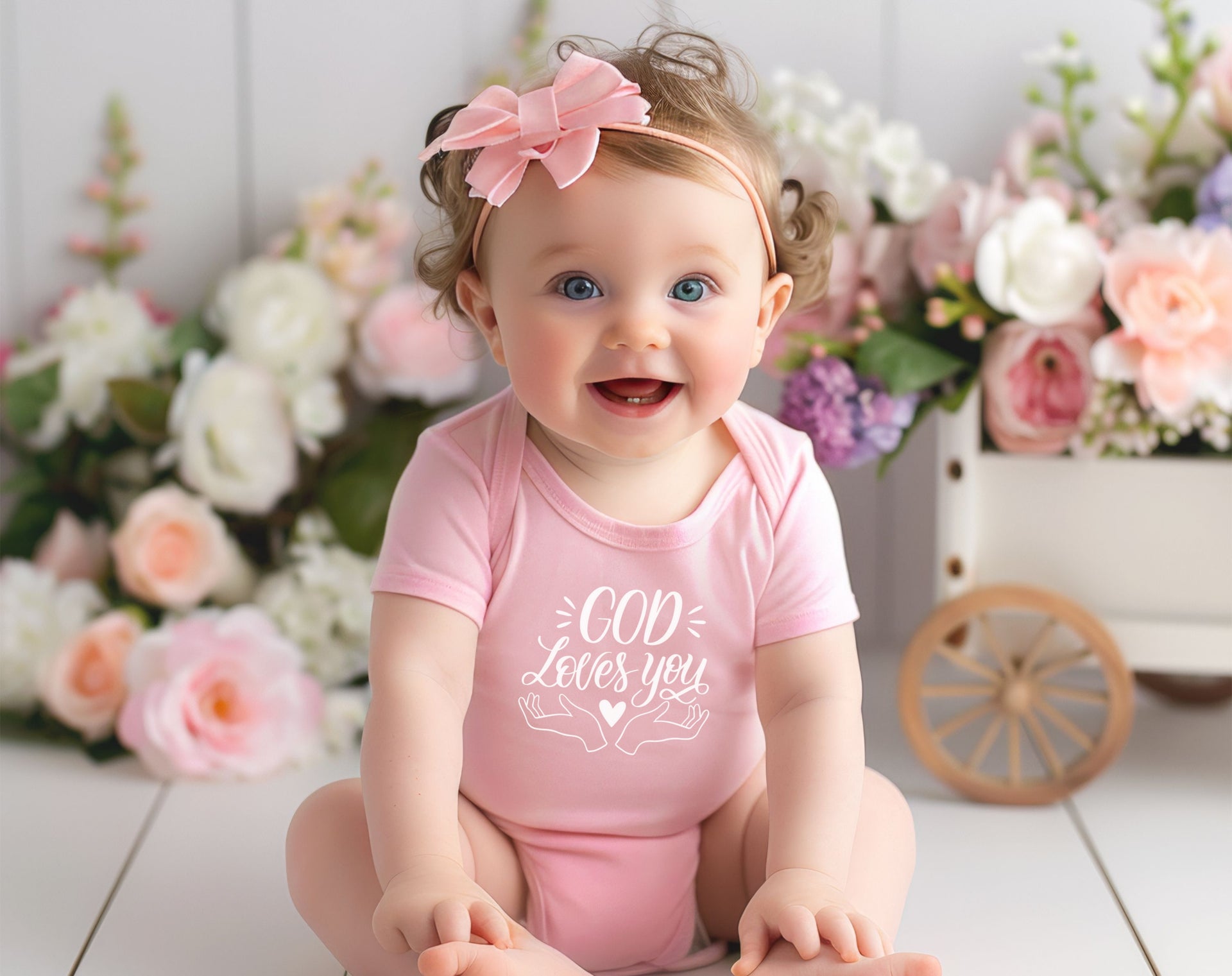 God Loves You Onesie Faith Based  Infant Jersey One Piece - My Faith My Father