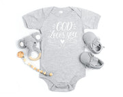 God Loves You Onesie Faith Based  Infant Jersey One Piece - My Faith My Father