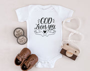 God Loves You Onesie Faith Based  Infant Jersey One Piece - My Faith My Father