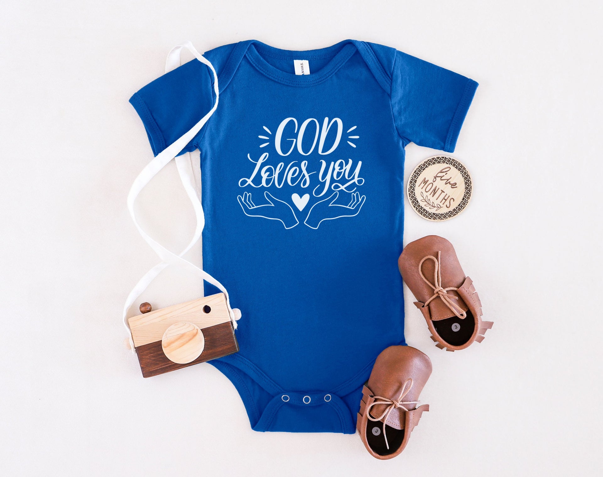 God Loves You Onesie Faith Based  Infant Jersey One Piece - My Faith My Father