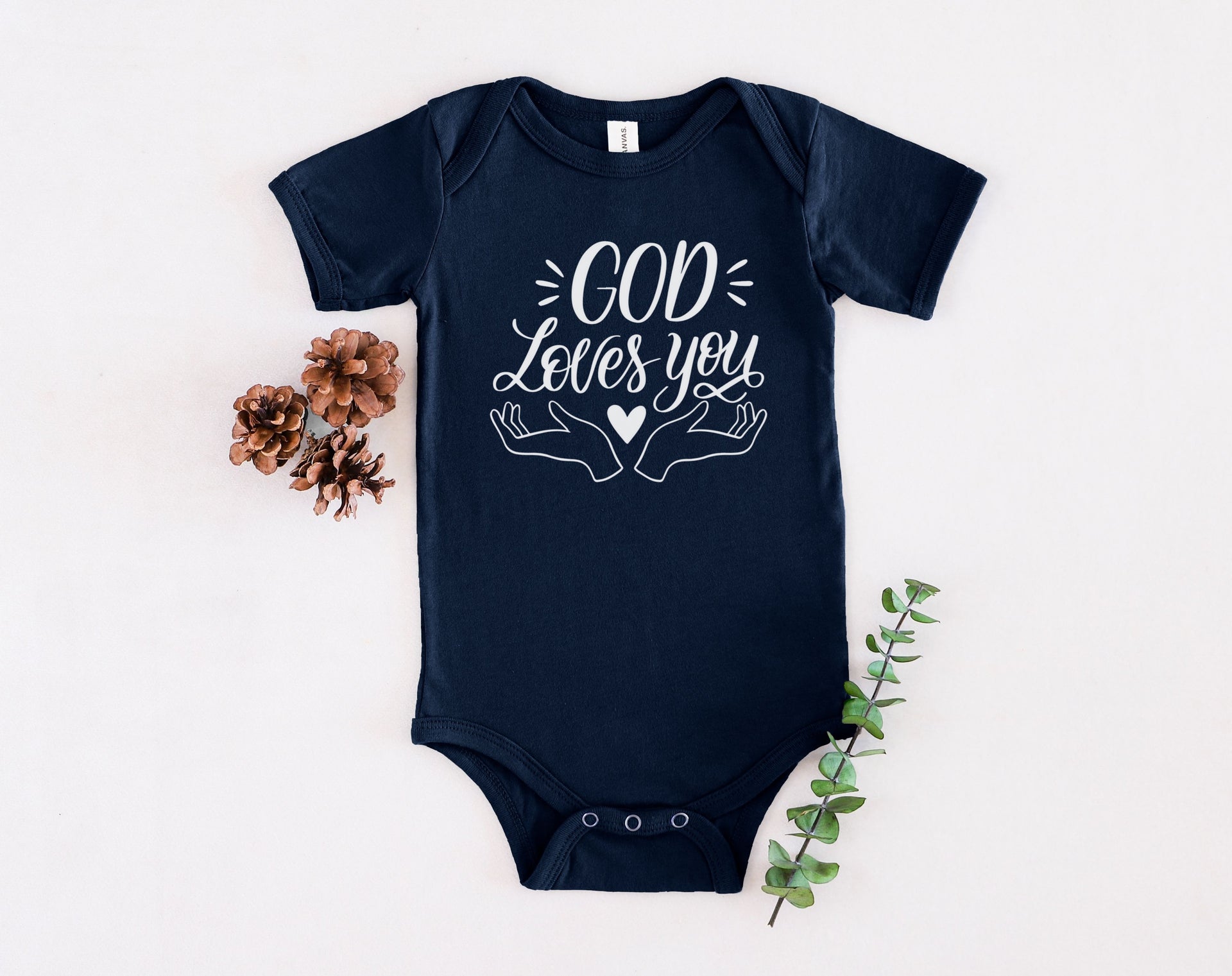 God Loves You Onesie Faith Based  Infant Jersey One Piece - My Faith My Father