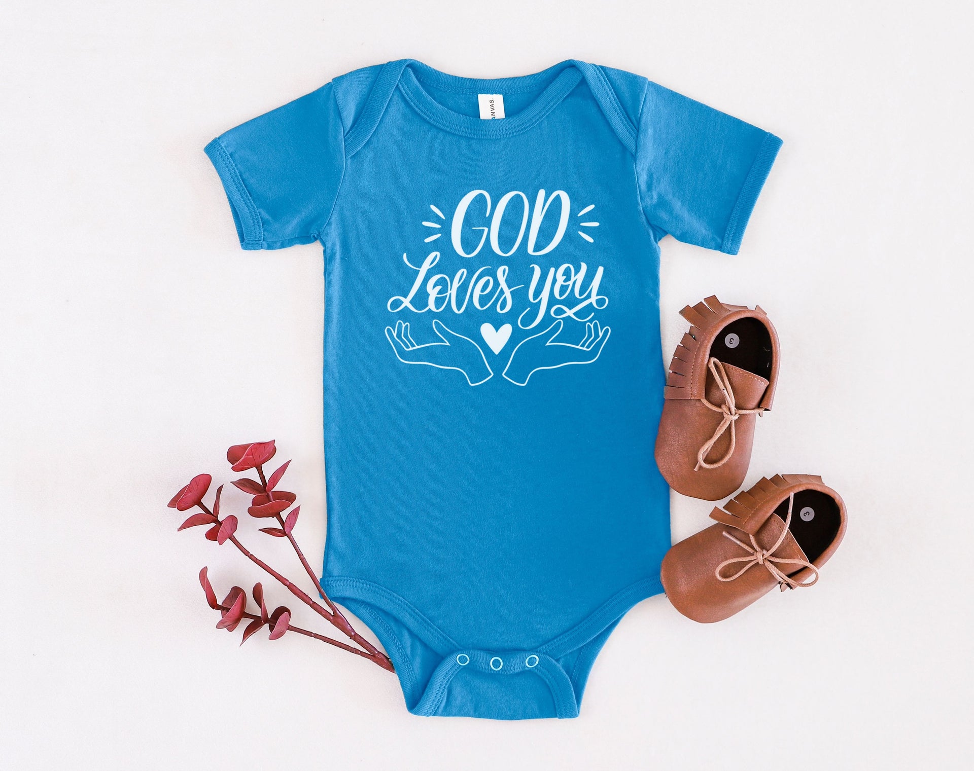 God Loves You Onesie Faith Based  Infant Jersey One Piece - My Faith My Father