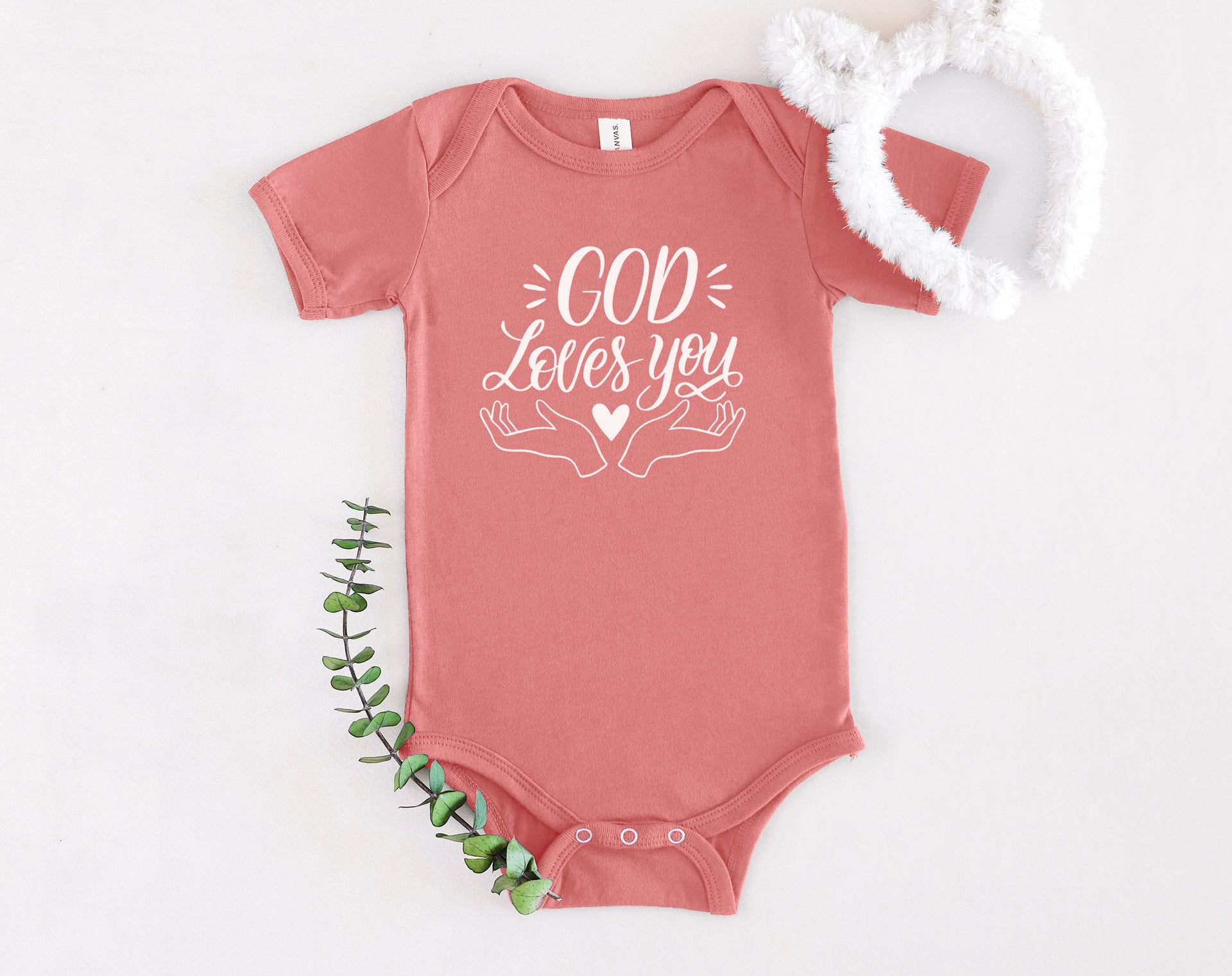 God Loves You Onesie Faith Based  Infant Jersey One Piece - My Faith My Father