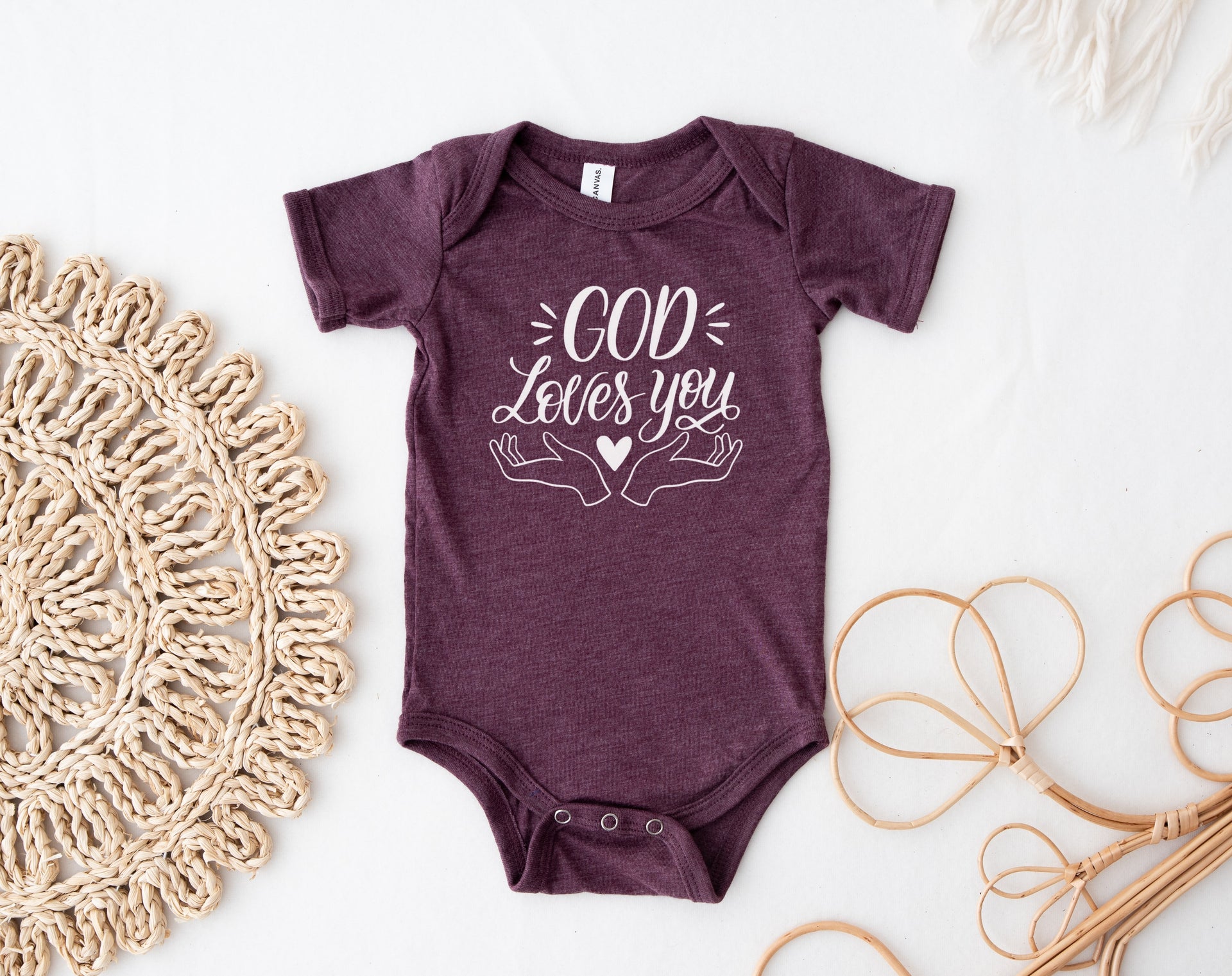 God Loves You Onesie Faith Based  Infant Jersey One Piece - My Faith My Father