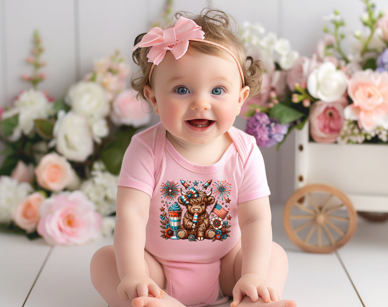 July 4th Cow Festive Onesie - My Faith My Father