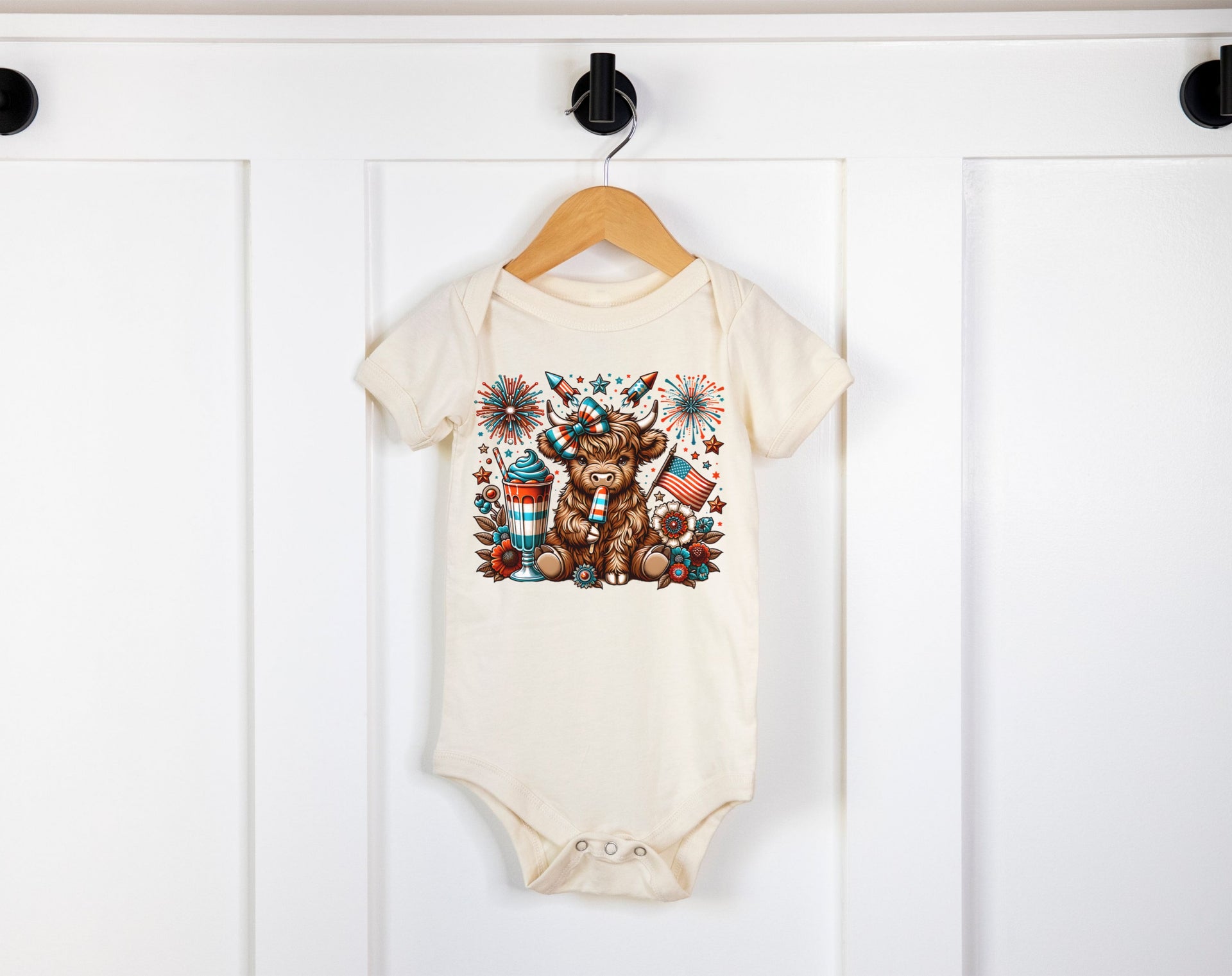 July 4th Cow Festive Onesie - My Faith My Father