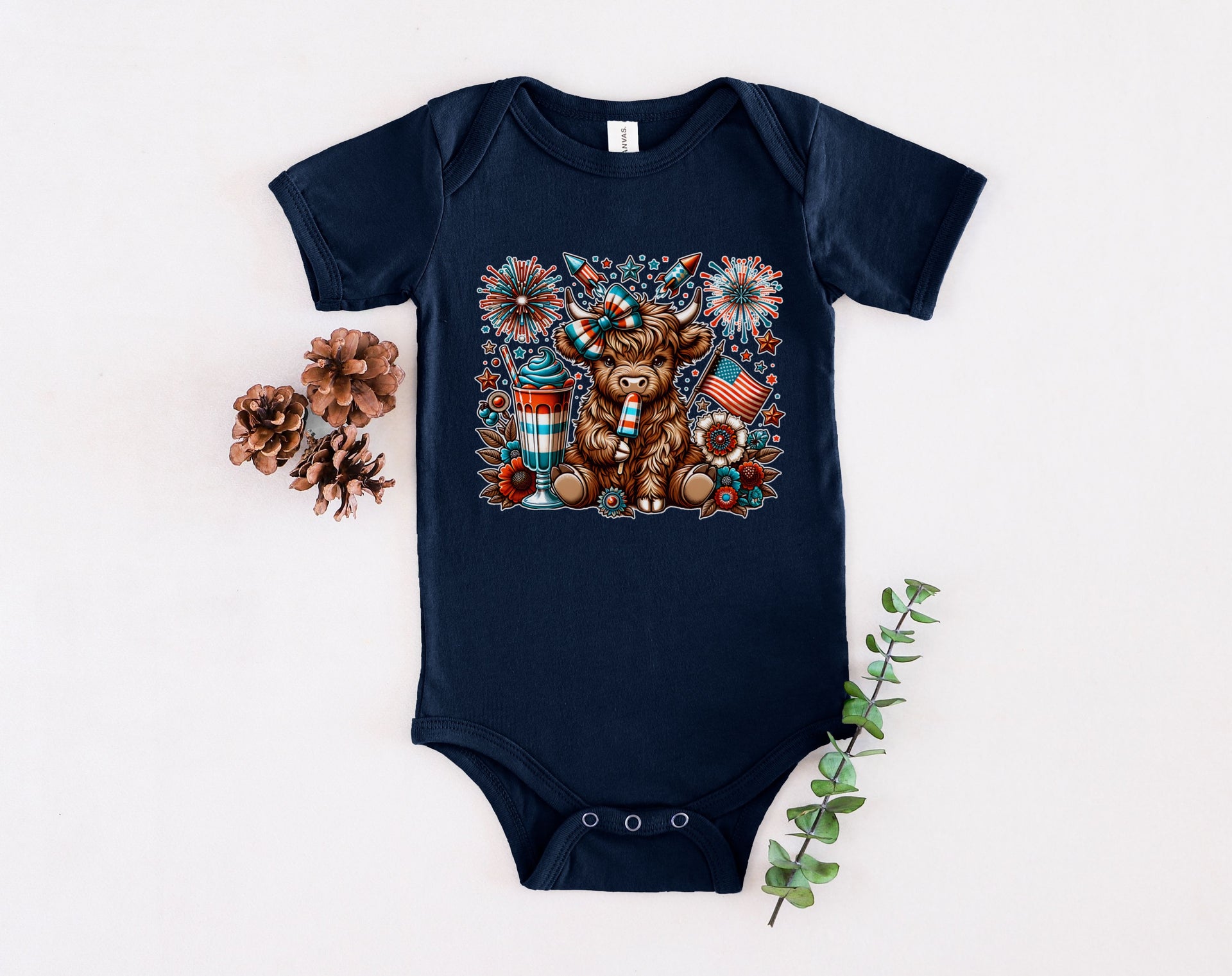 July 4th Cow Festive Onesie - My Faith My Father