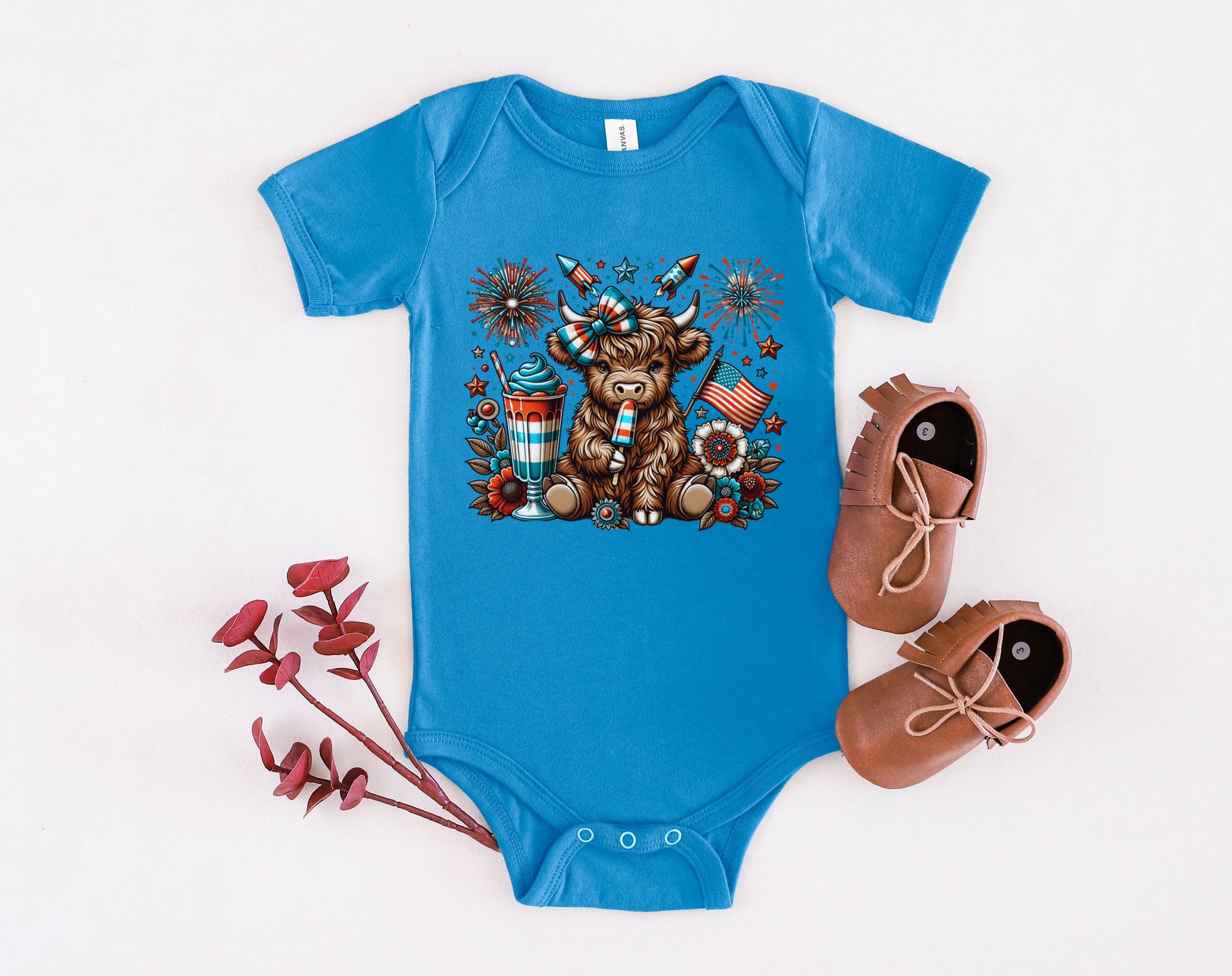 July 4th Cow Festive Onesie - My Faith My Father