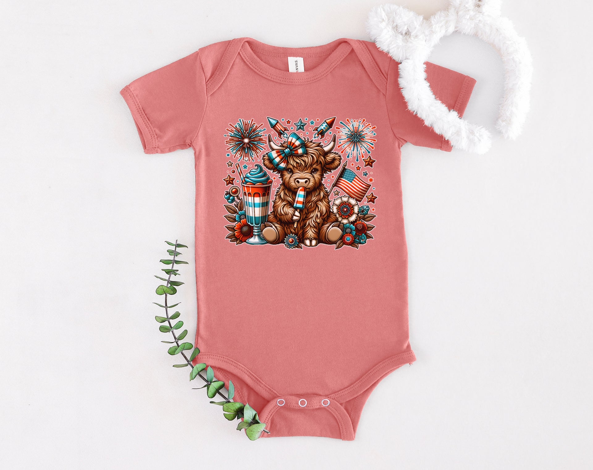 July 4th Cow Festive Onesie - My Faith My Father