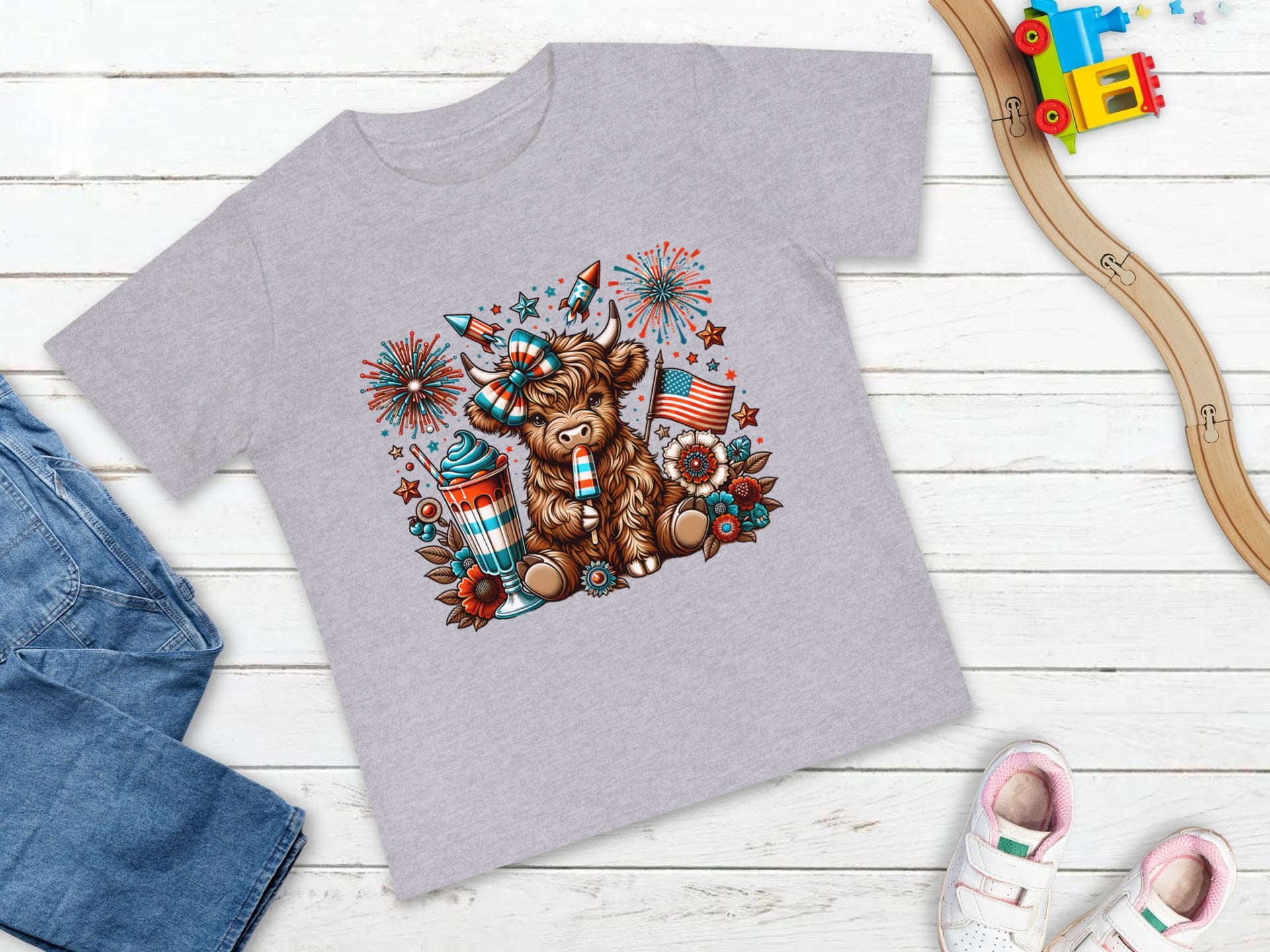 July 4th Cow Baby Short Sleeve T-Shirt - My Faith My Father