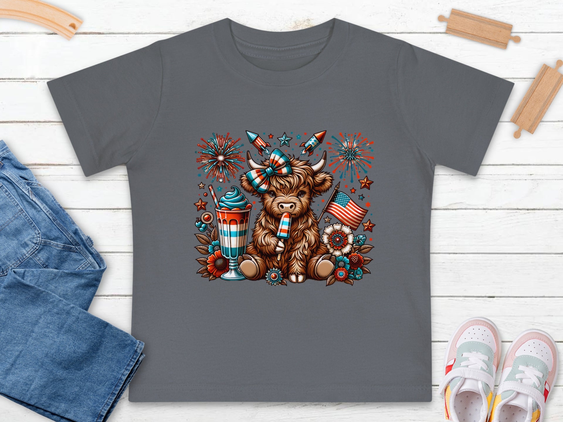 July 4th Cow Baby Short Sleeve T-Shirt - My Faith My Father