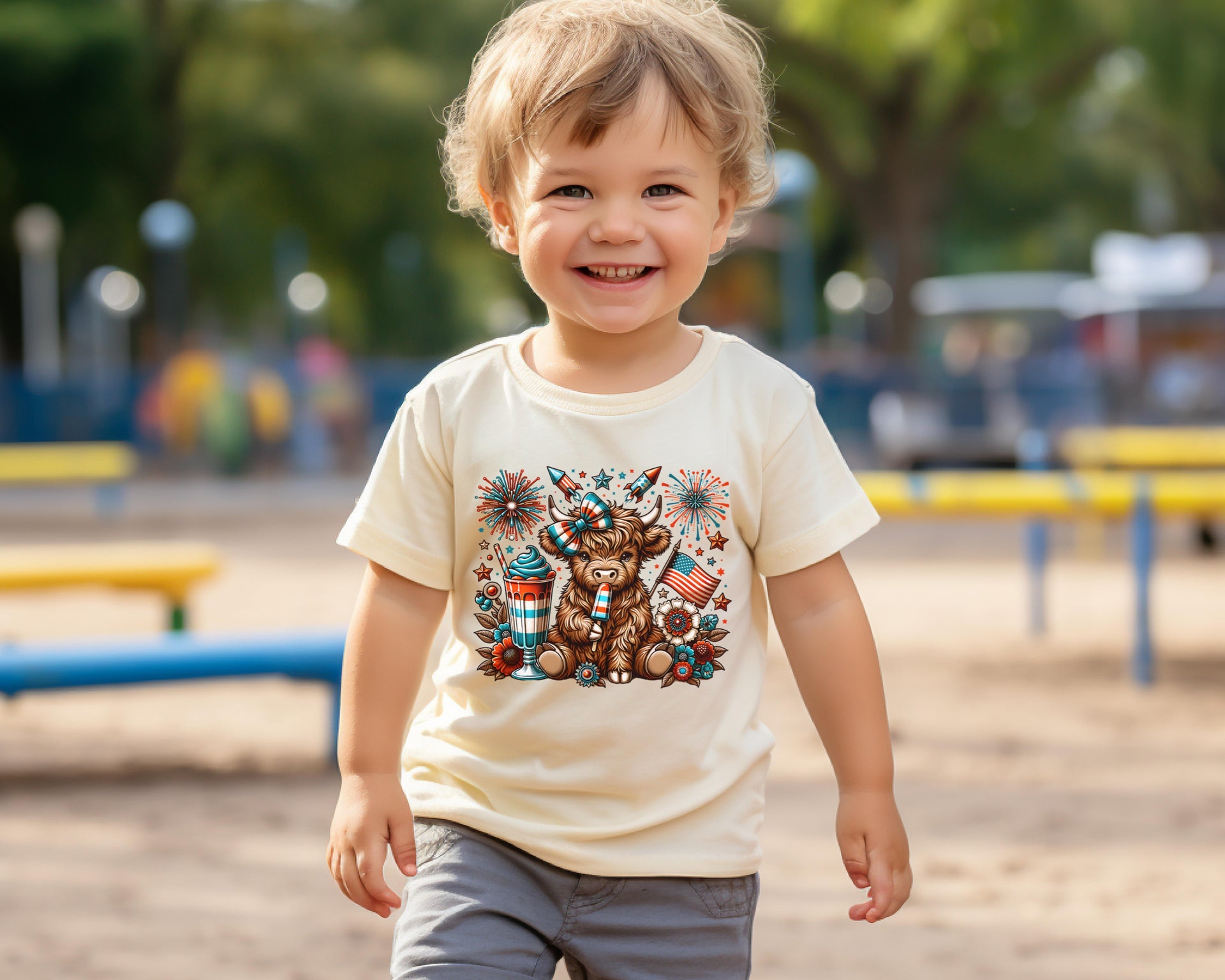 July 4th Cow Toddler T-Shirt - My Faith My Father