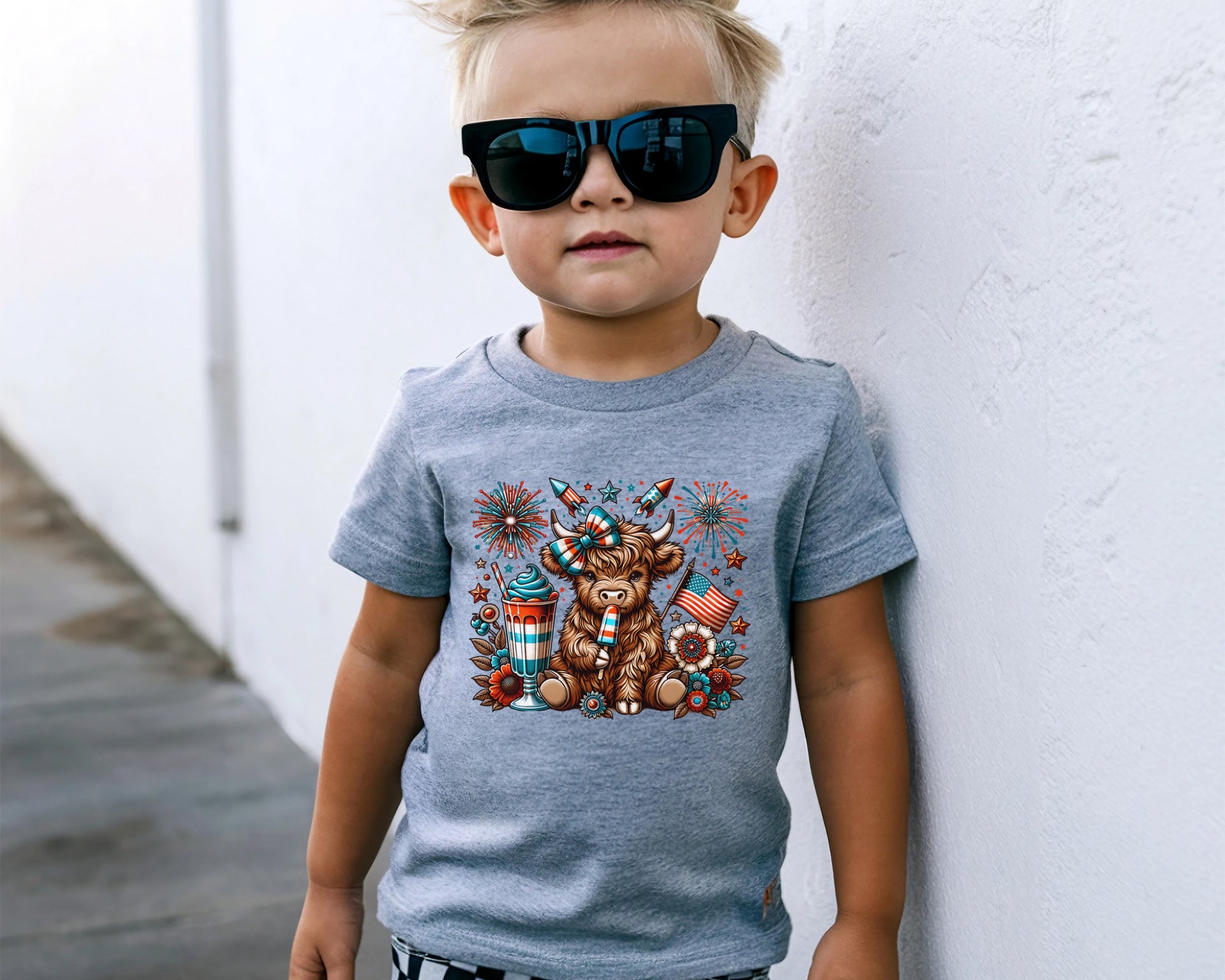 July 4th Cow Toddler T-Shirt - My Faith My Father