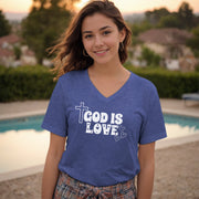 God Is Love V-Neck T-Shirt - My Faith My Father