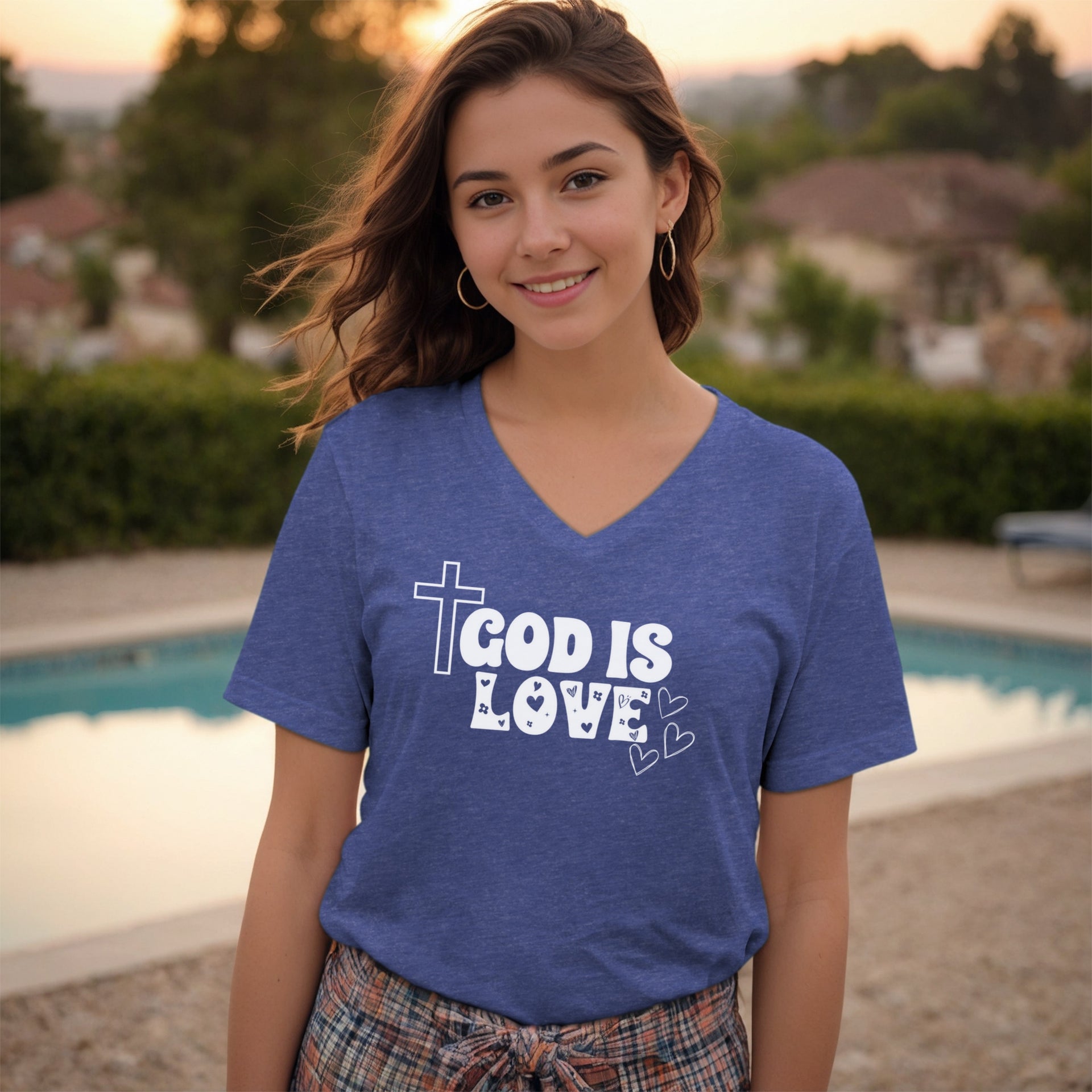 God Is Love V-Neck T-Shirt - My Faith My Father