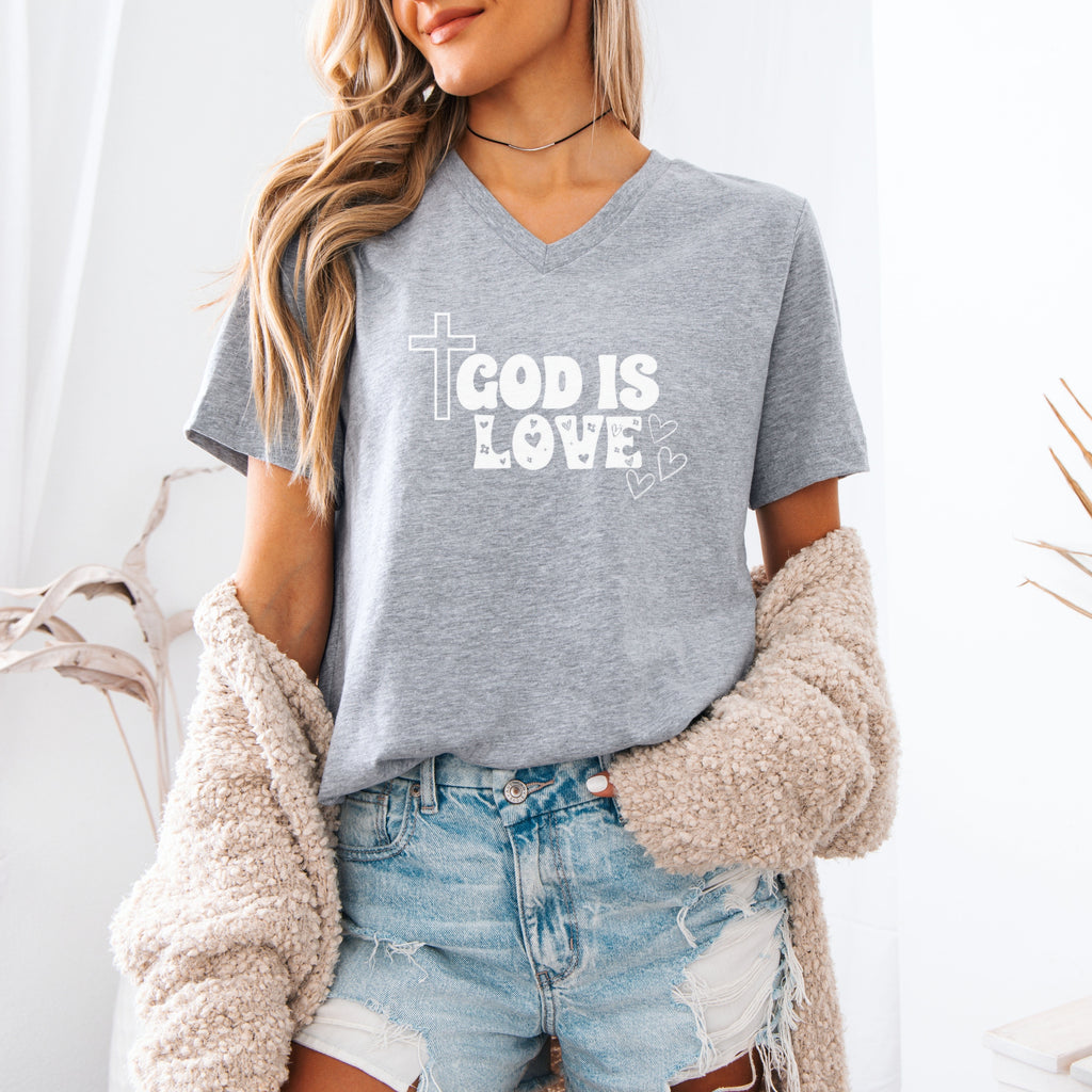 God Is Love V-Neck T-Shirt - My Faith My Father