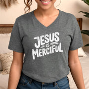 Jesus is Merciful Unisex V-Neck T-Shirt - Christian Faith Tee - My Faith My Father
