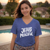 Jesus is Merciful Unisex V-Neck T-Shirt - Christian Faith Tee - My Faith My Father
