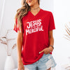 Jesus is Merciful Unisex V-Neck T-Shirt - Christian Faith Tee - My Faith My Father
