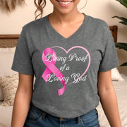 Living Proof Of A Loving God Heart Unisex V-Neck T-Shirt - My Faith My Father
