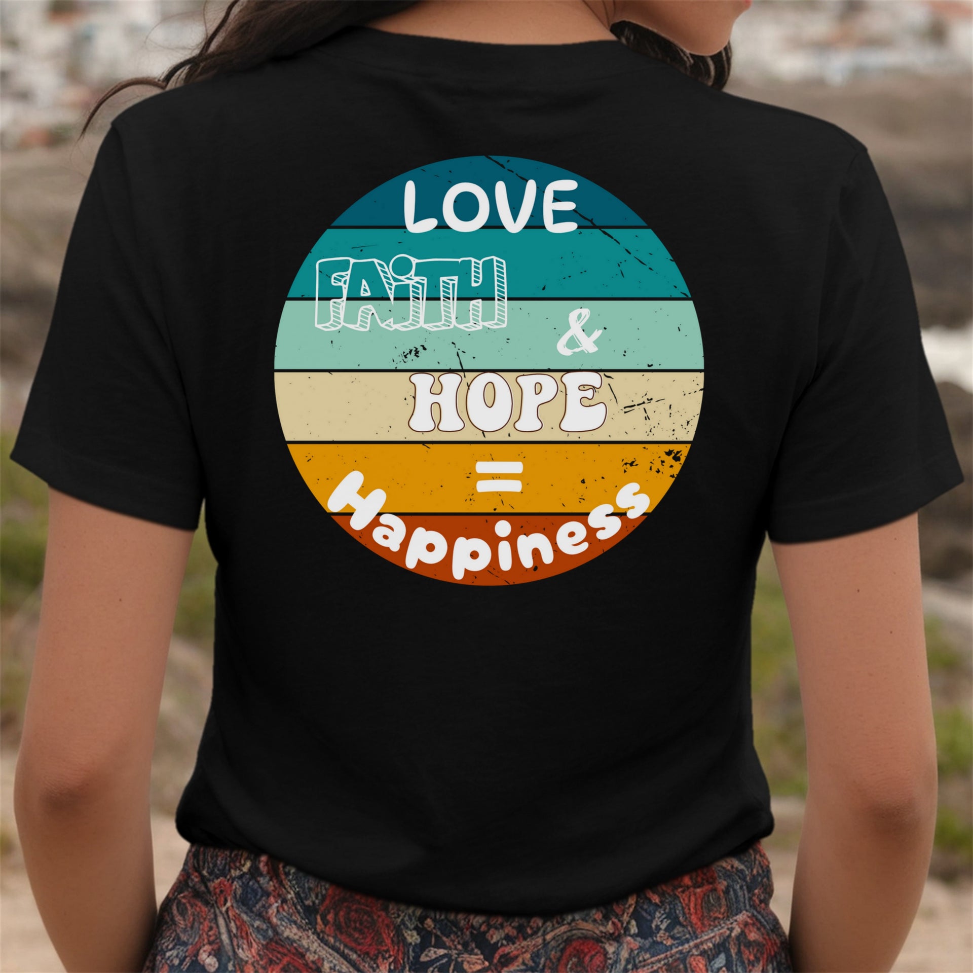 Love, Faith & Hope = Happiness Unisex V-Neck T-Shirt - My Faith My Father