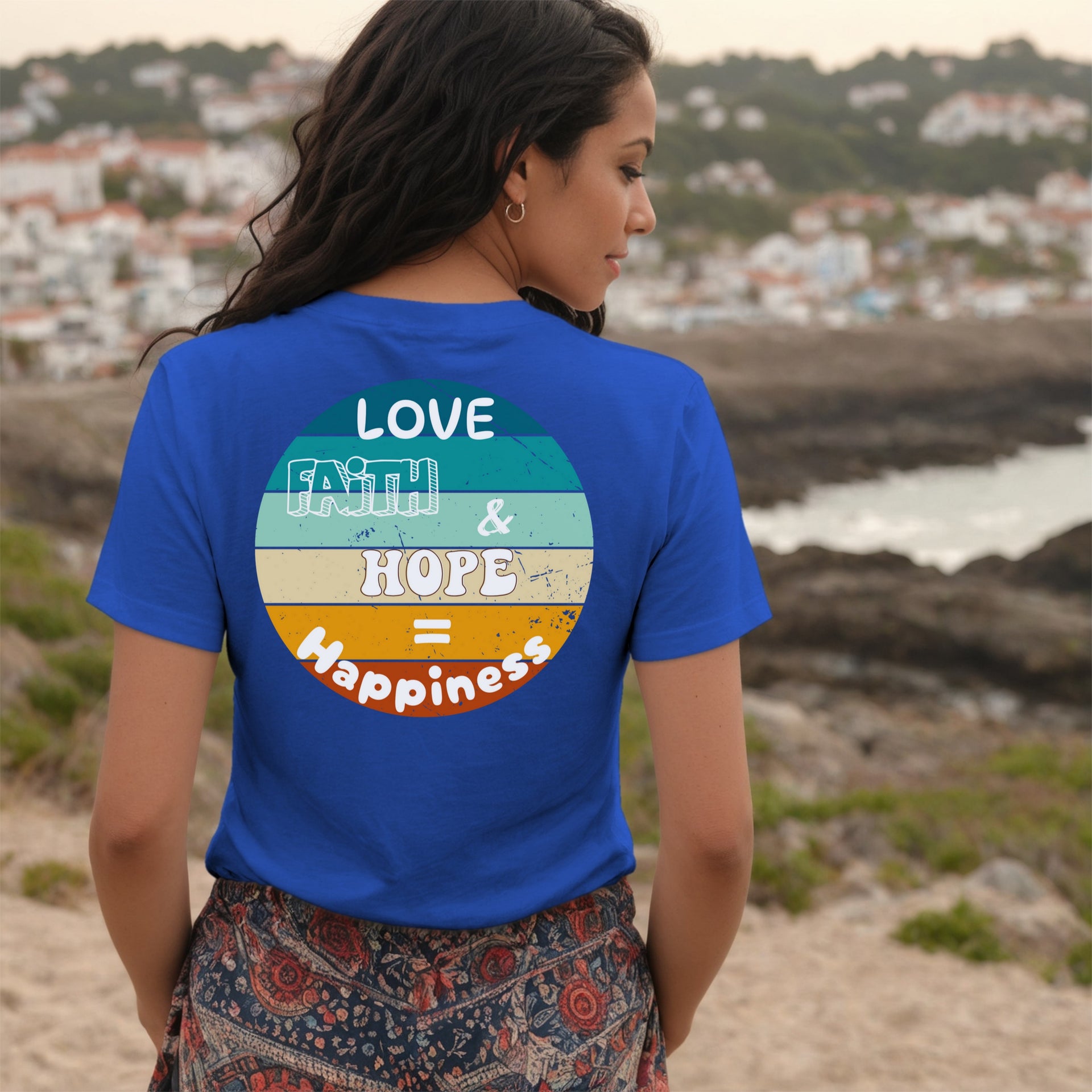 Love, Faith & Hope = Happiness Unisex V-Neck T-Shirt - My Faith My Father
