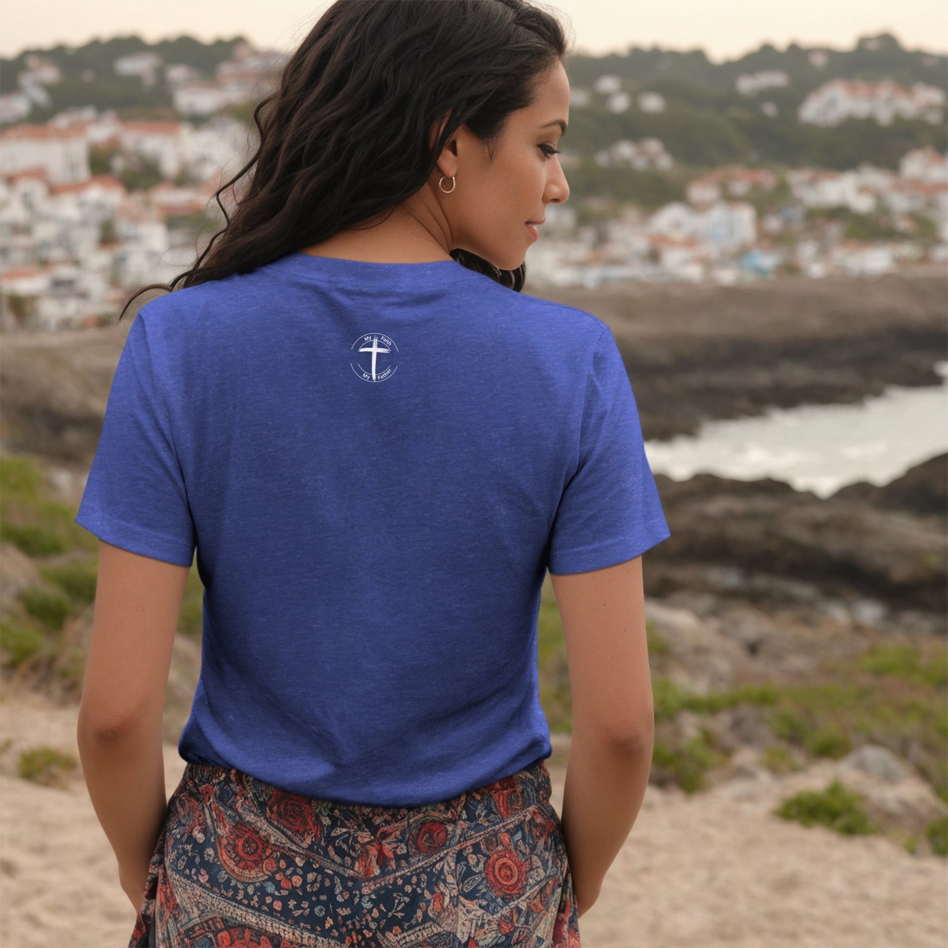 Worship, Pray, Love V-Neck T-shirt, Religious Unisex Tee - My Faith My Father