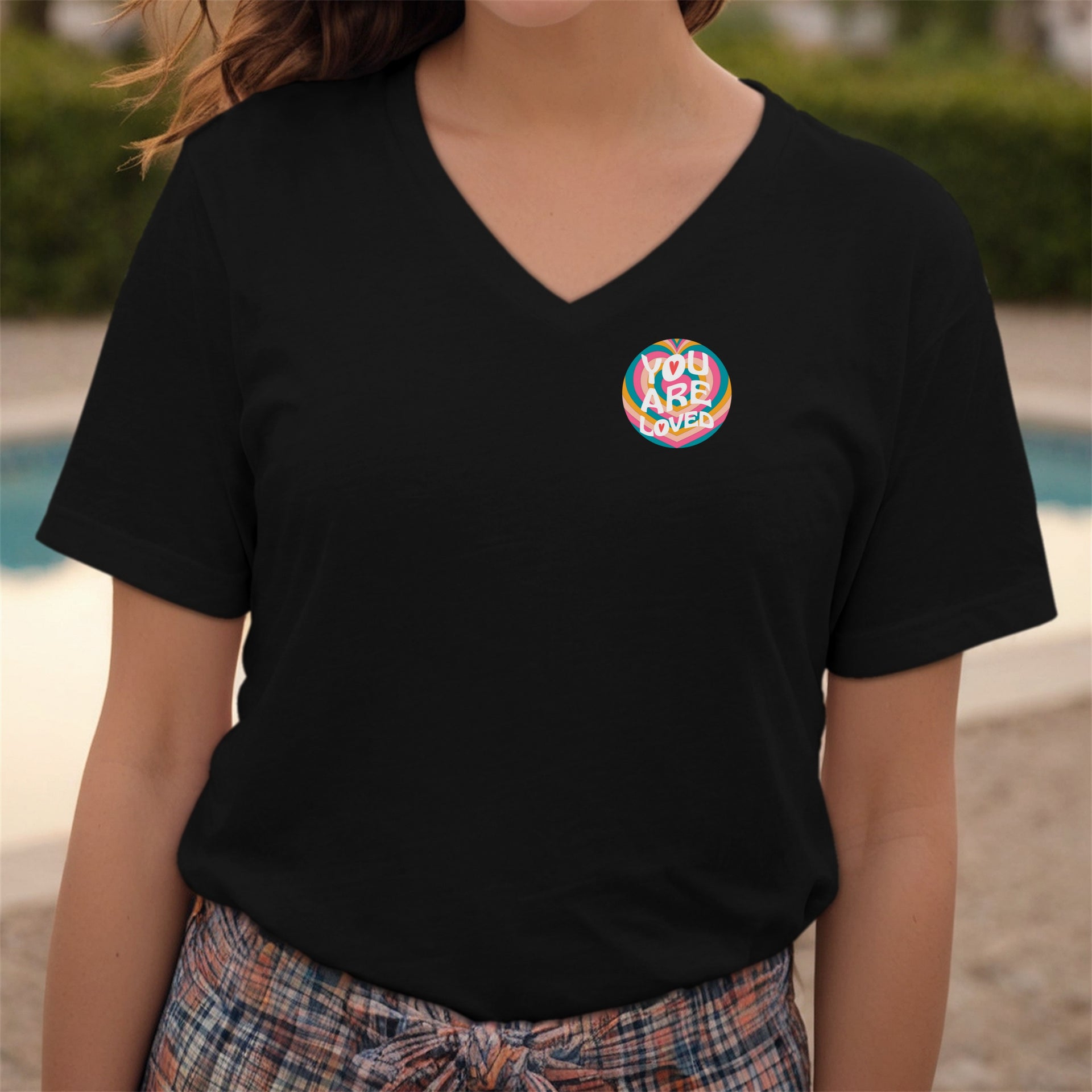 You Are Loved Retro Unisex V-Neck Tee - My Faith My Father