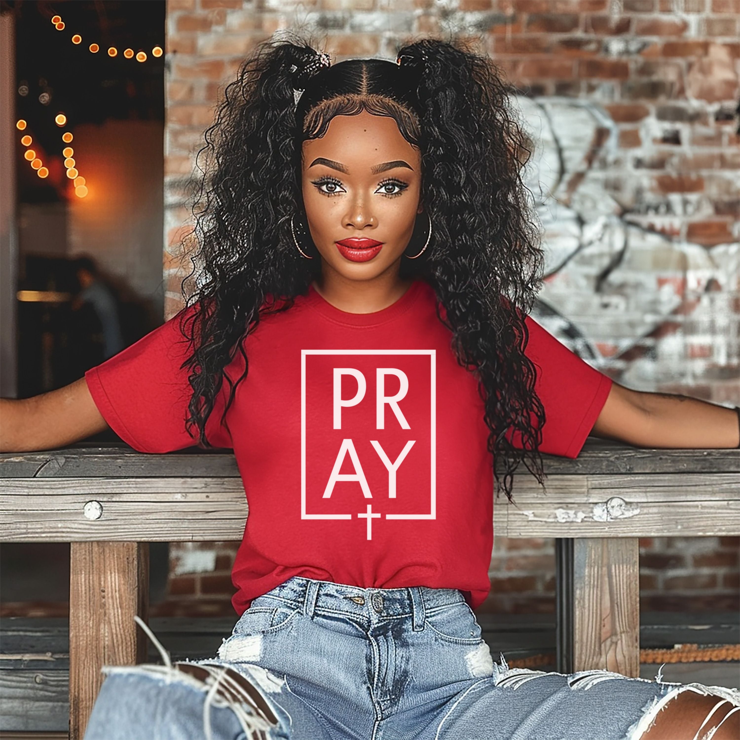 Pray +Cross Unisex Relaxed Fit T-Shirt